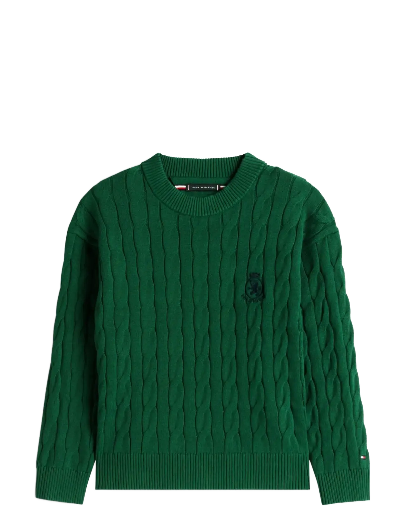 Tommy Hilfiger COTTON CABLE CREST C-NK SWEATER - Džemprid - ORNAMENTAL GREEN / green