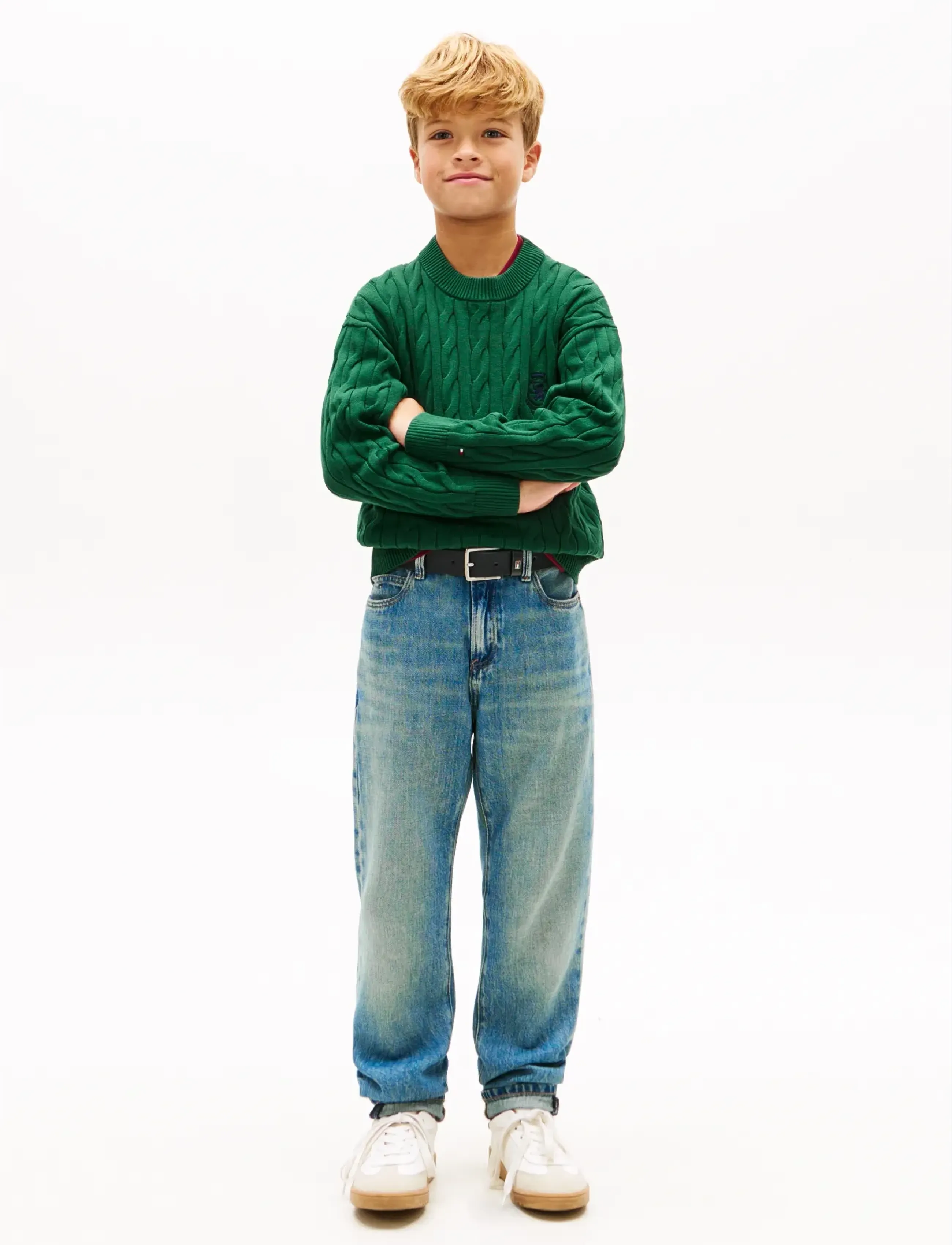 Tommy Hilfiger - COTTON CABLE CREST C-NK SWEATER - trøjer - ornamental green - 3