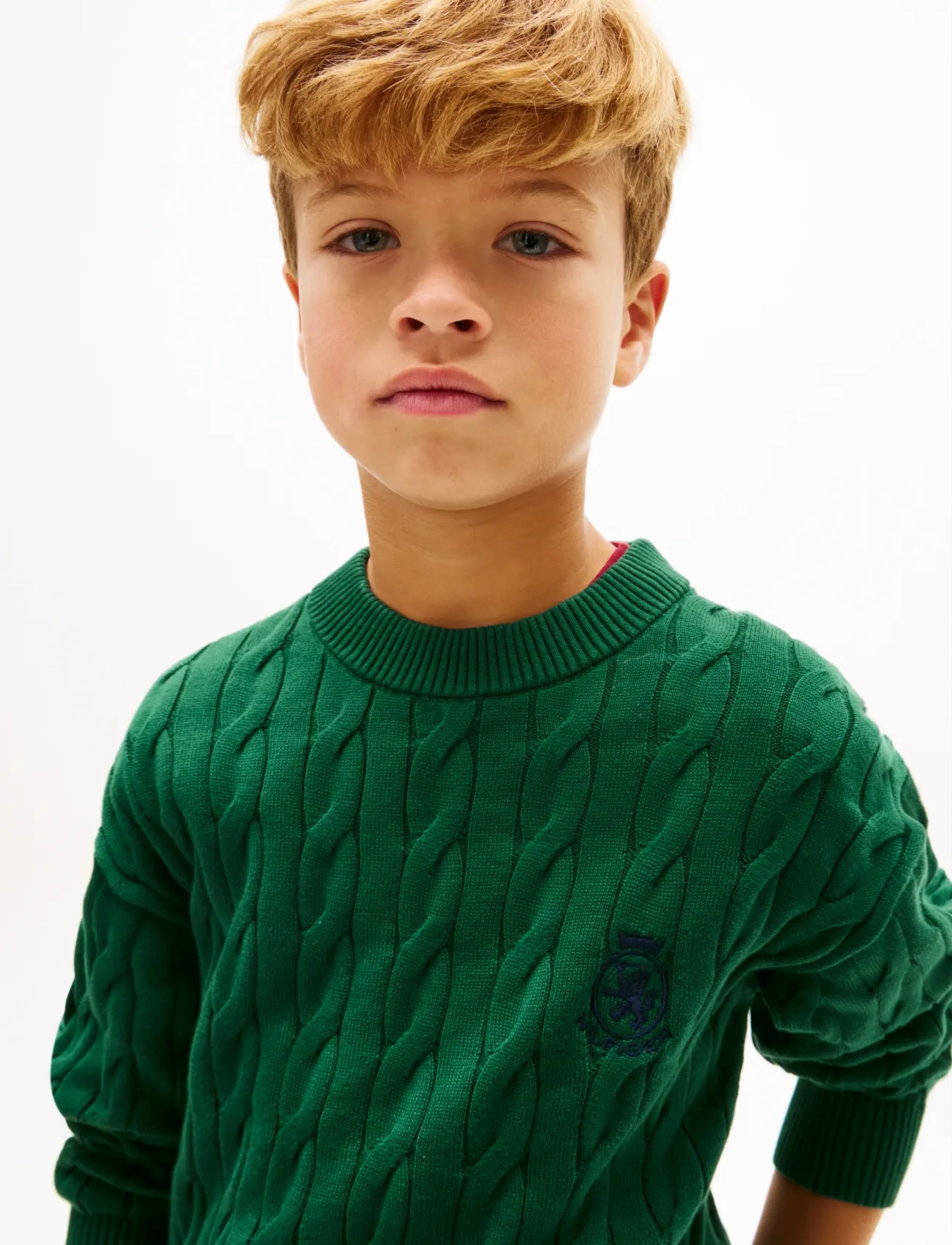 Tommy Hilfiger - COTTON CABLE CREST C-NK SWEATER - trøjer - ornamental green - 4