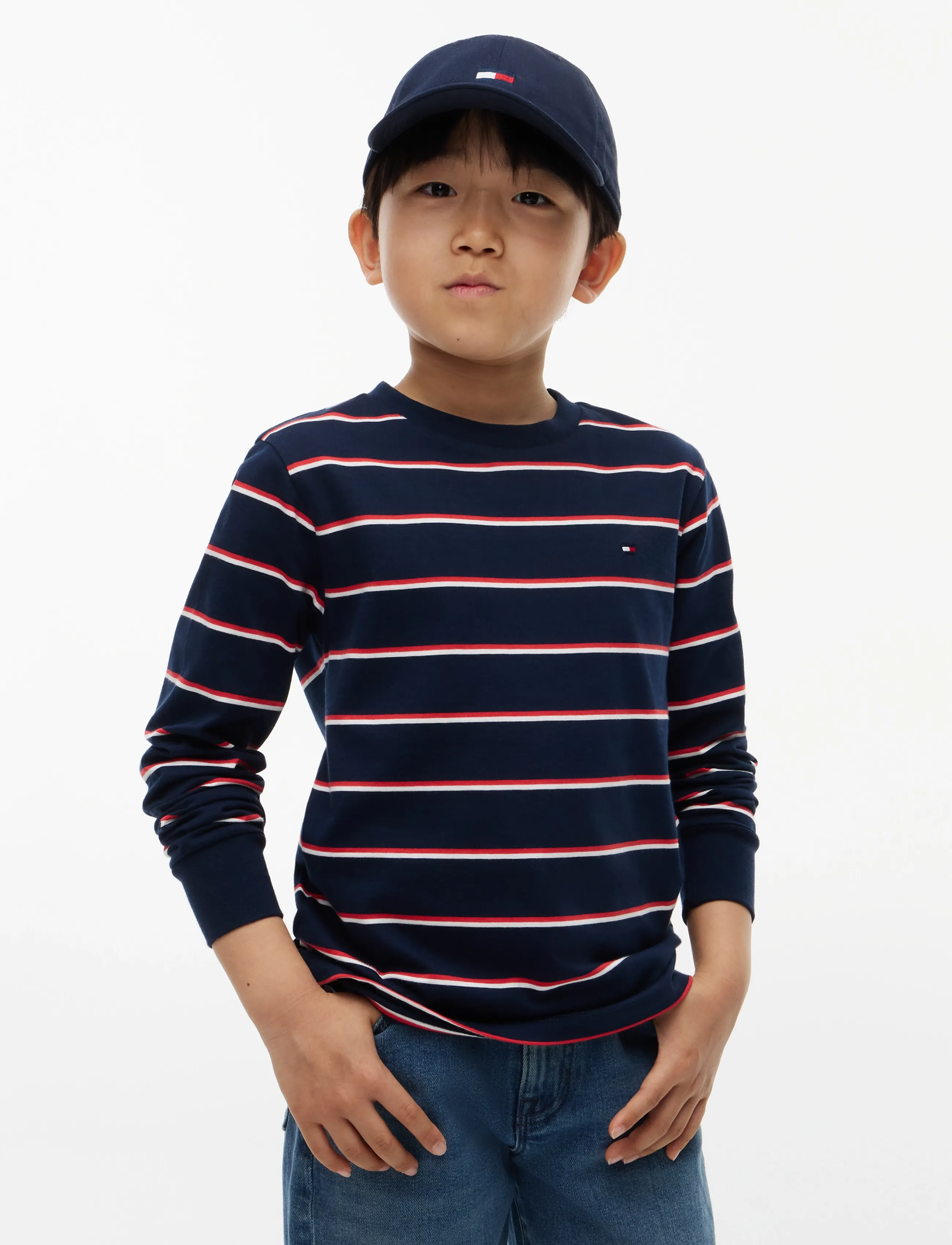 Tommy Hilfiger STRIPE TEE LS - Toppar & T-shirts - DARK BLUE / navy