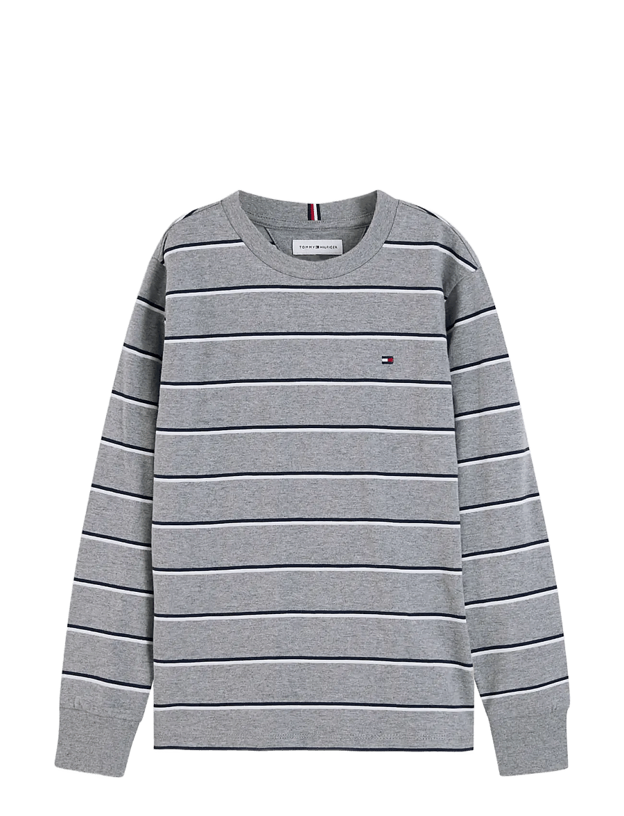 Tommy Hilfiger - STRIPE TEE LS - långärmade t-shirts - medium grey heather - 1