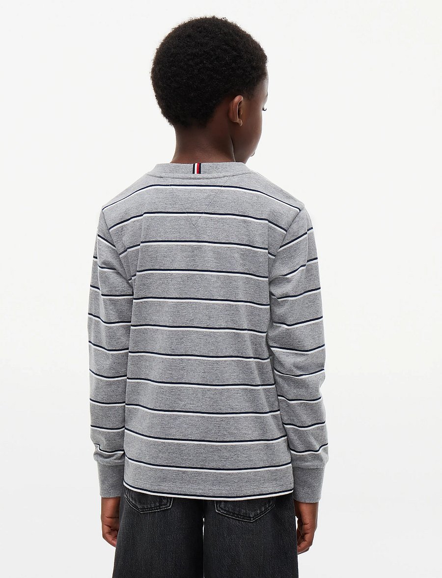 Tommy Hilfiger - STRIPE TEE LS - långärmade t-shirts - medium grey heather - 2