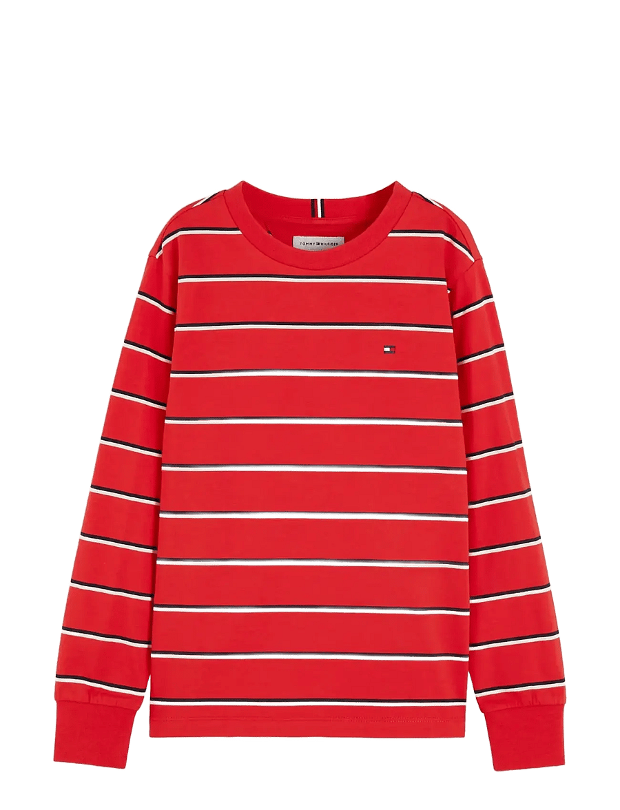 Tommy Hilfiger - STRIPE TEE LS - long-sleeved t-shirts - red glare - 1
