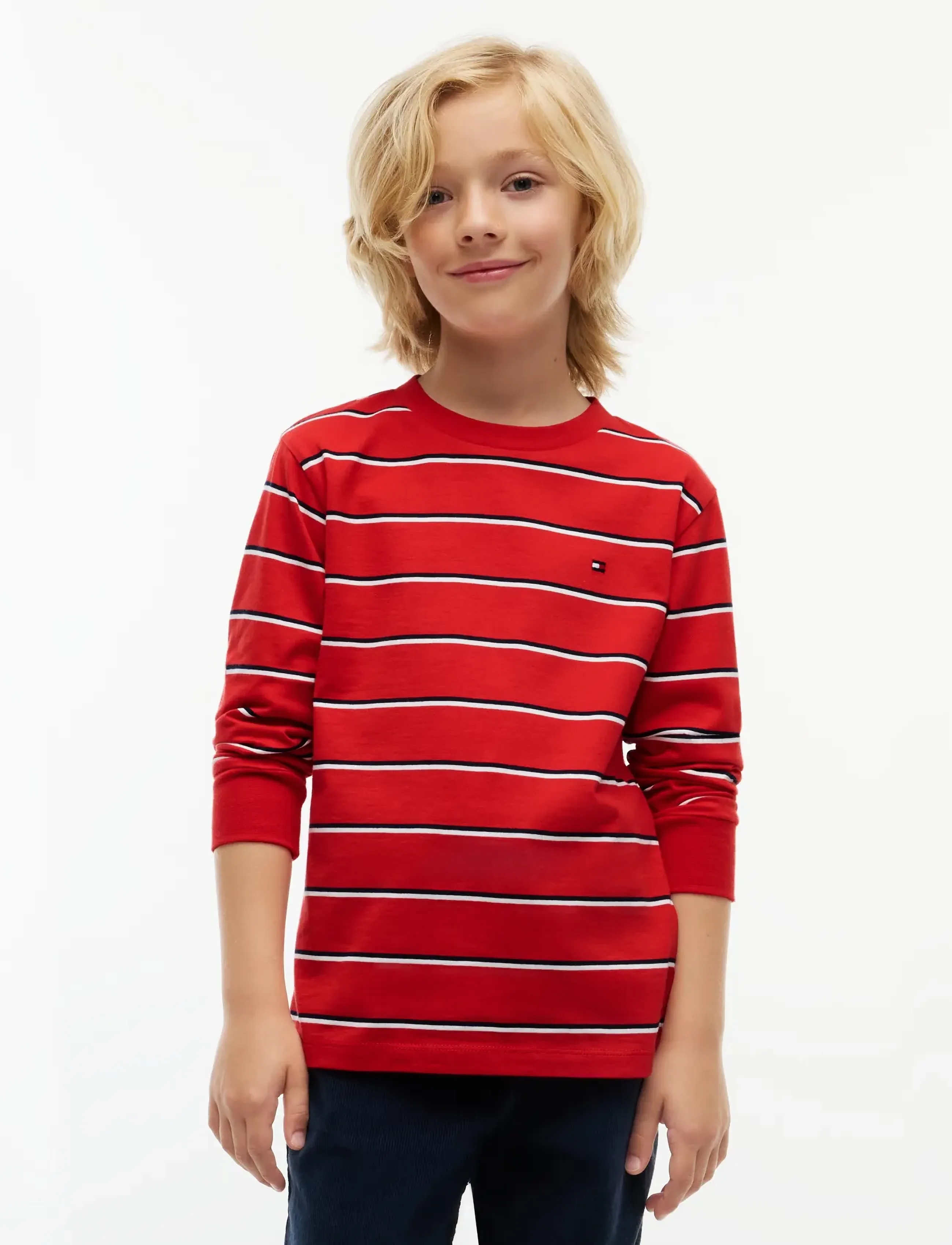 Tommy Hilfiger STRIPE TEE LS - Long-sleeved t-shirts - RED GLARE / red