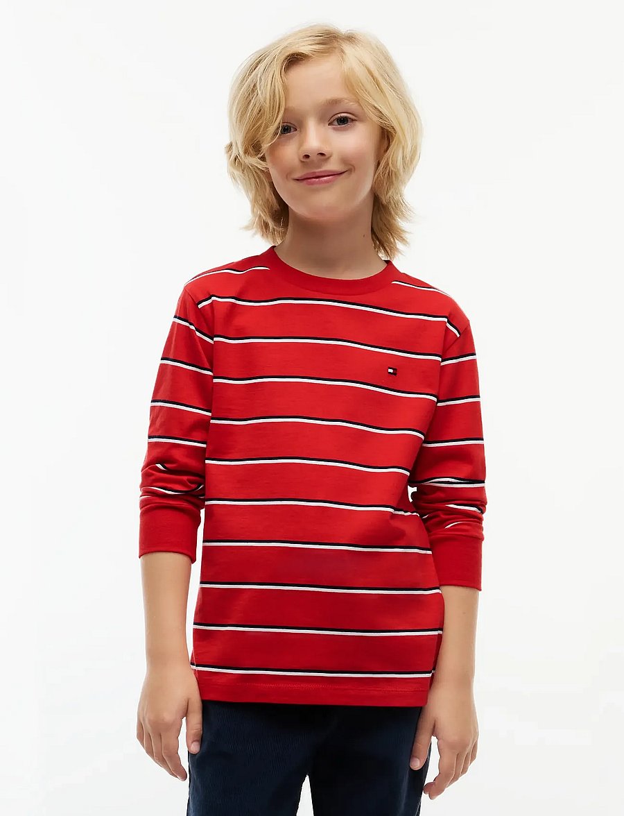 Tommy Hilfiger - STRIPE TEE LS - long-sleeved t-shirts - red glare - 0