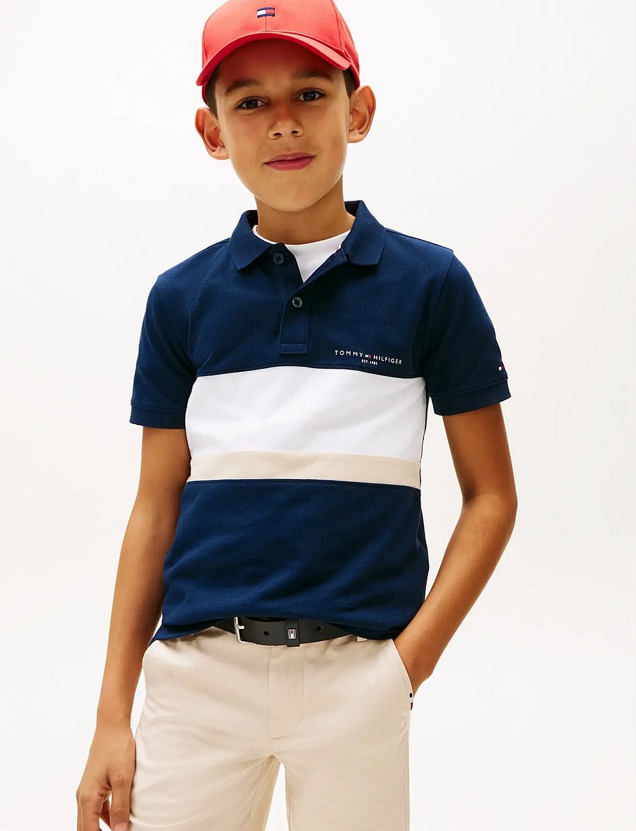 Tommy Hilfiger - MINI CORP EMB CLRBLOCK POLO SS - polo krekli ar īsām piedurknēm - dark night navy colourblock - 0