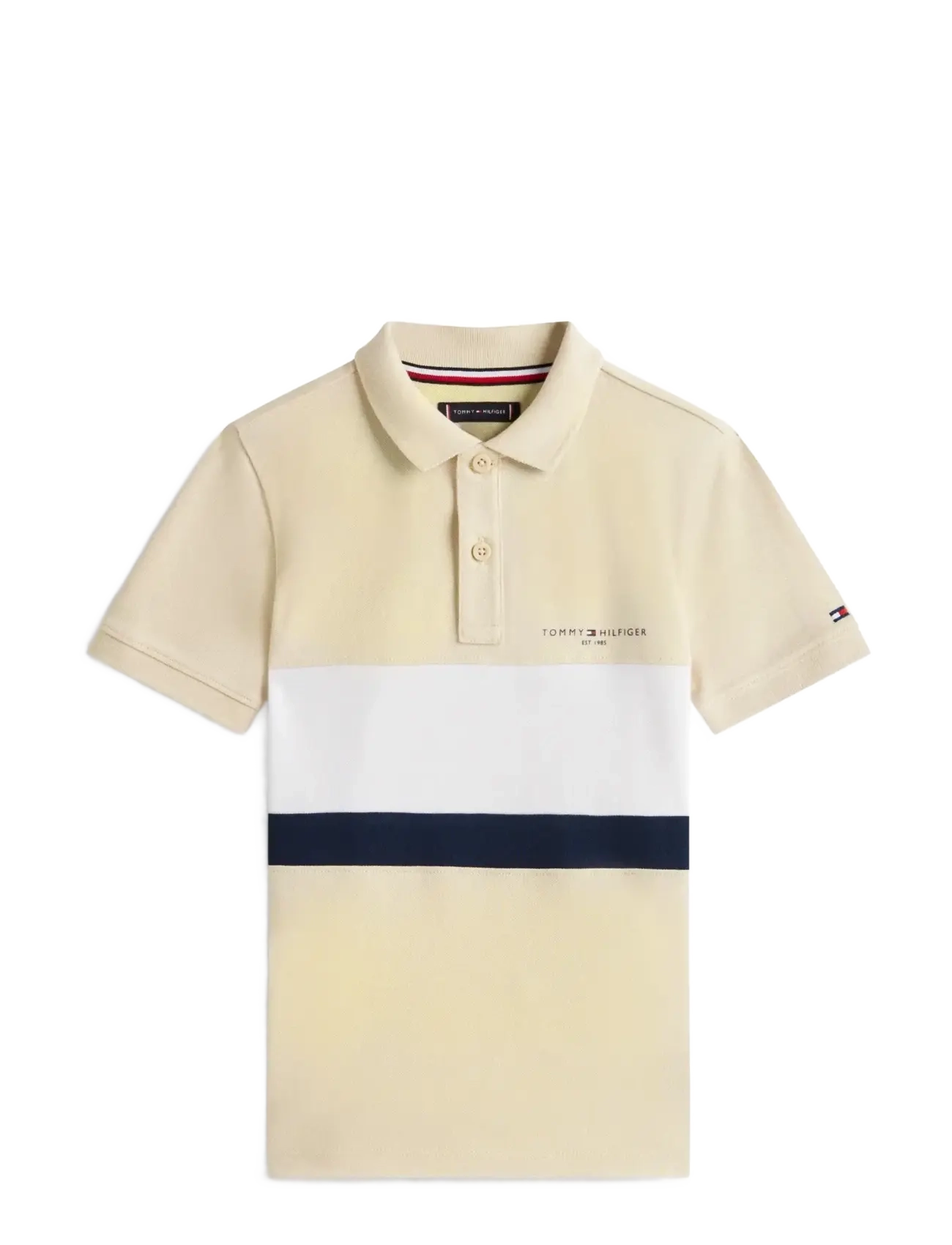 Tommy Hilfiger MINI CORP EMB CLRBLOCK POLO SS - Kläder - CLASSIC BEIGE COLOURBLOCK / beige