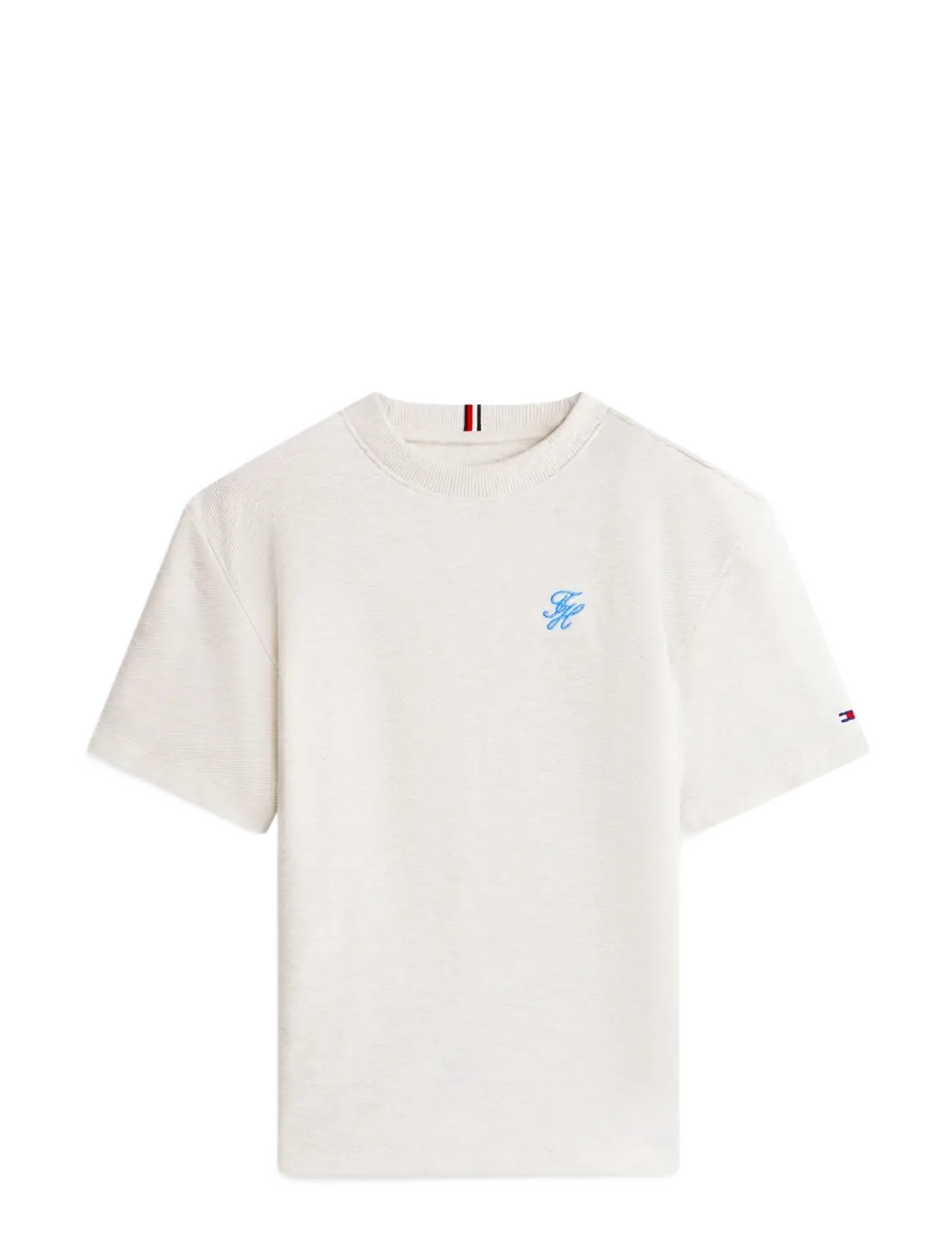 Tommy Hilfiger TH SCRIPT JERSEY TWILL T-SHIRT - Tommy Hilfiger - ECRU / cream