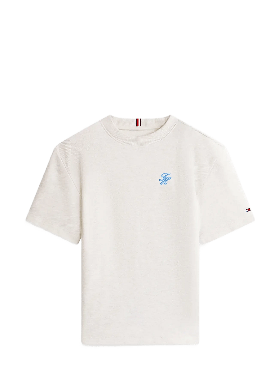 Tommy Hilfiger - TH SCRIPT JERSEY TWILL T-SHIRT - kurzärmelige - ecru - 1