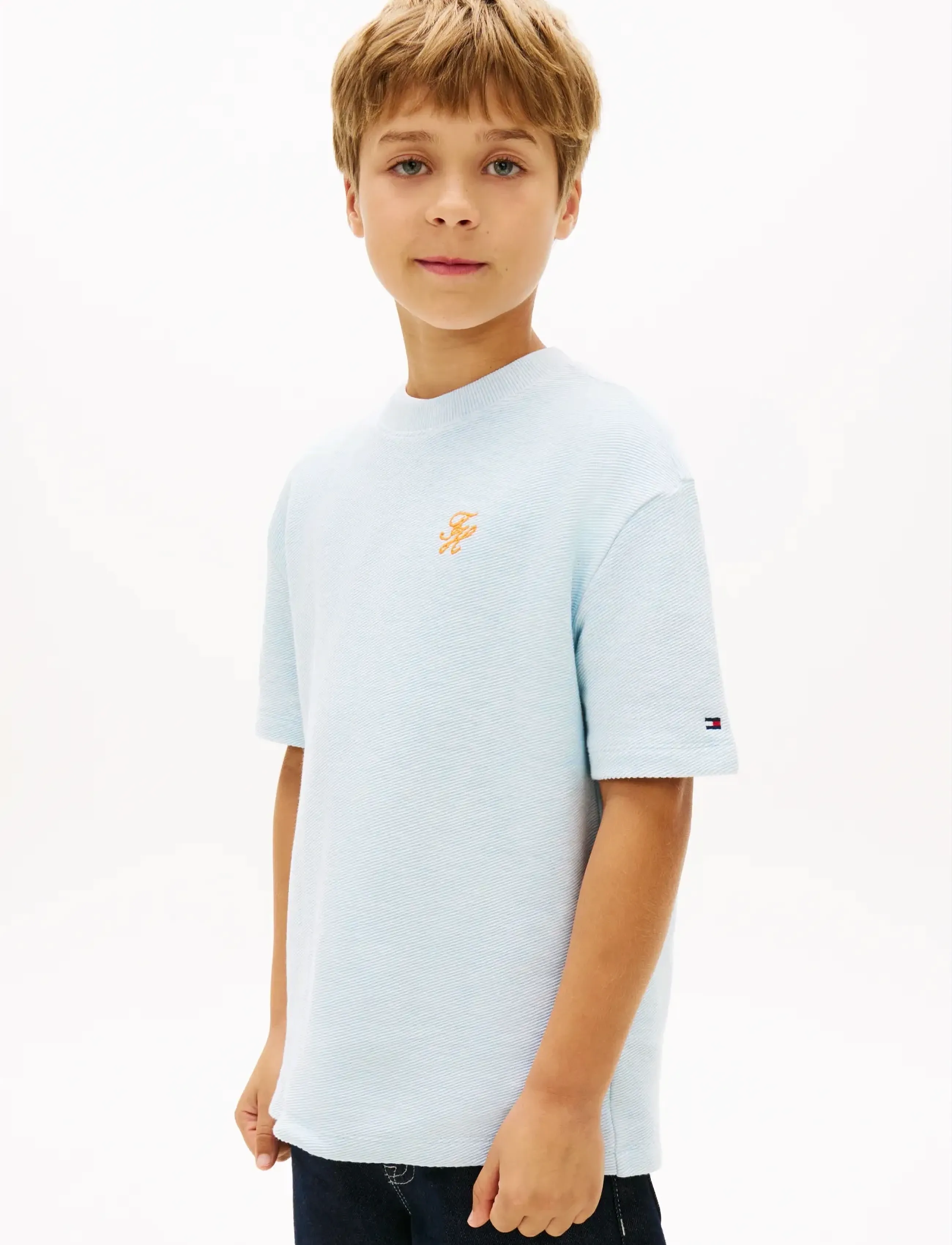 Tommy Hilfiger Th Script Jersey Twill T-Shirt, Børn, Jersey T-shirt, Blå, Str: 140