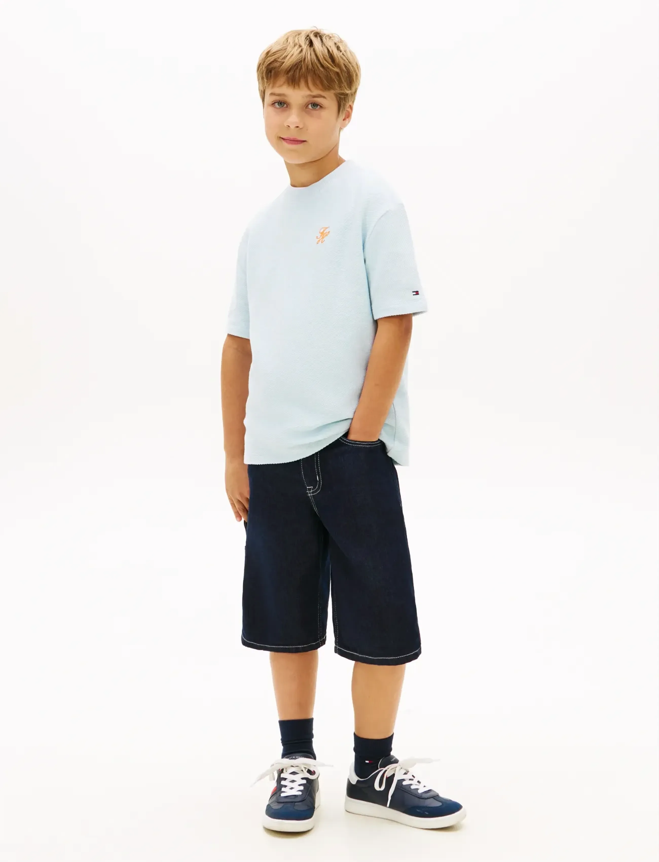Tommy Hilfiger - TH SCRIPT JERSEY TWILL T-SHIRT - kortærmede t-shirts - keepsake blue - 3