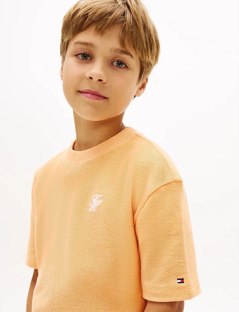 Tommy Hilfiger - TH SCRIPT JERSEY TWILL T-SHIRT - kortærmede t-shirts - orange hype - 4