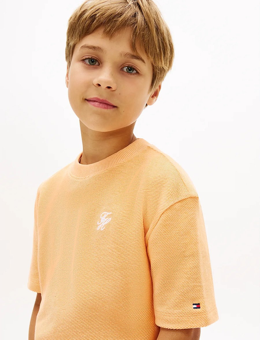 Tommy Hilfiger - TH SCRIPT JERSEY TWILL T-SHIRT - lühikeste varrukatega t-särgid - orange hype - 4
