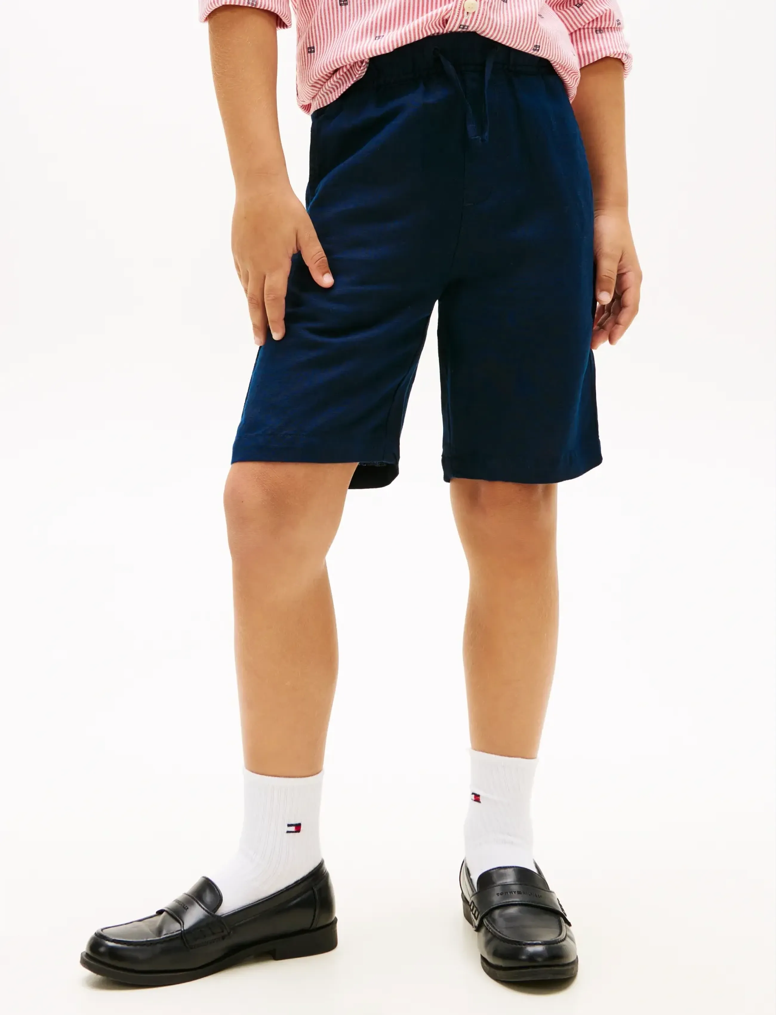 Tommy Hilfiger Linen Blend Short, 128, Unterteile, Marineblau - Shorts, Kinder