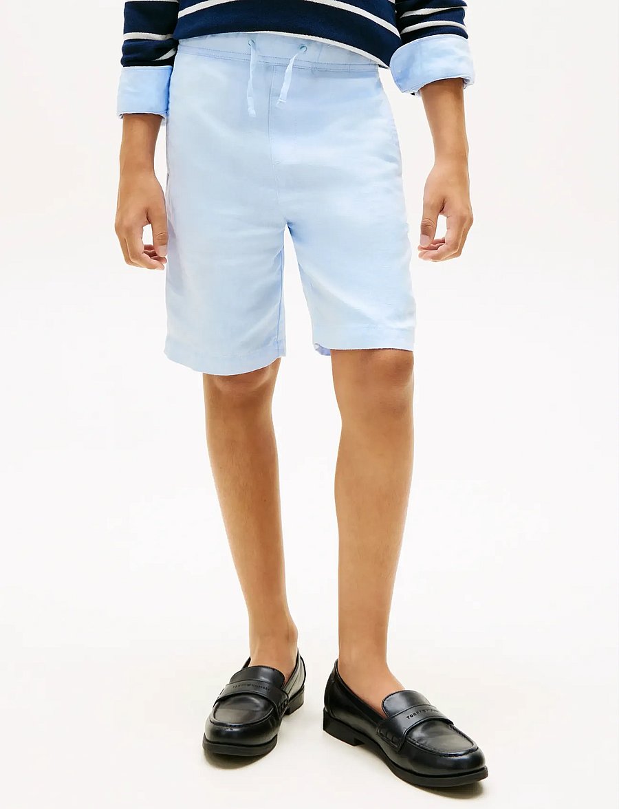 Tommy Hilfiger - LINEN BLEND SHORT - spodenki chino - sweet blue - 0