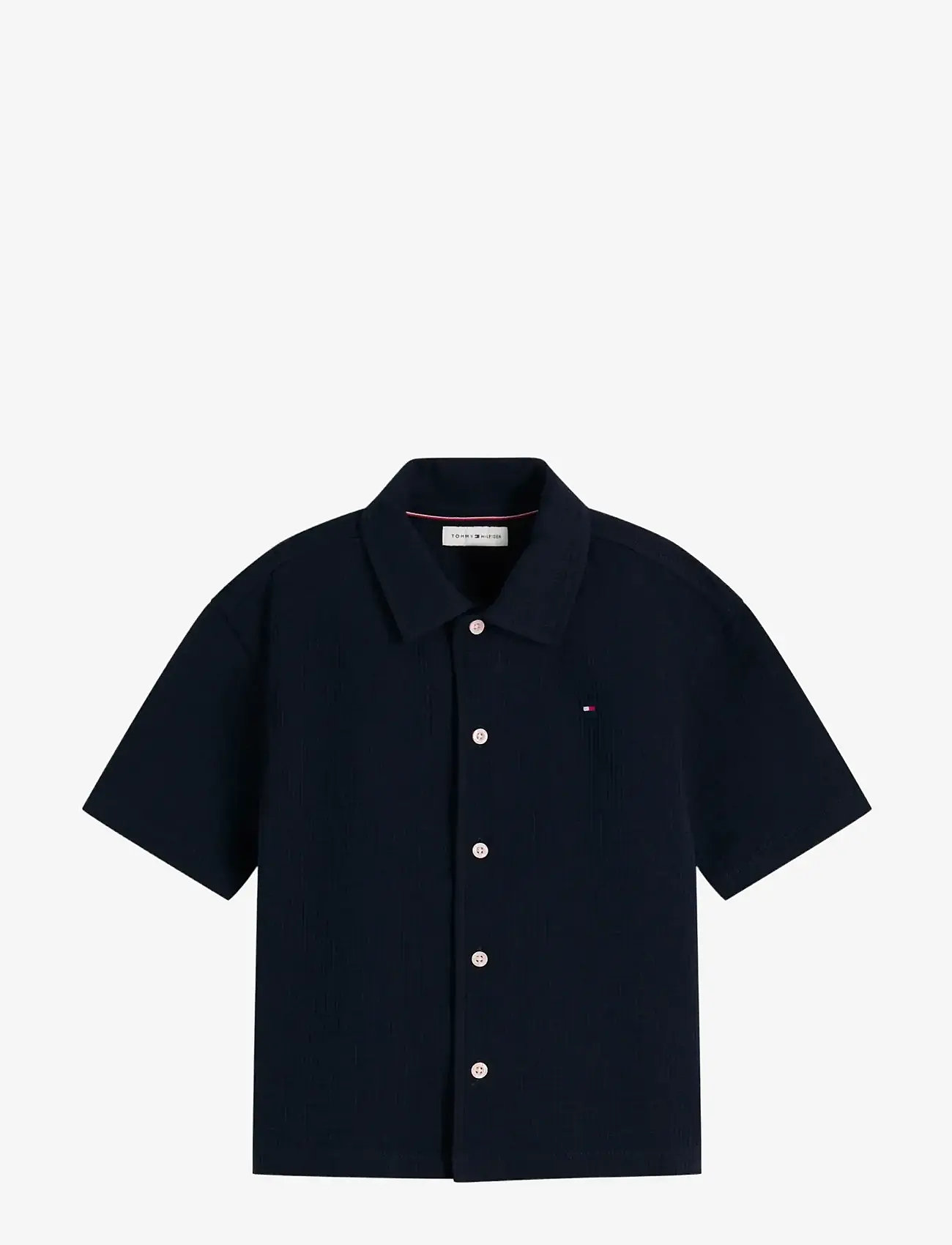 Tommy Hilfiger - JERSEY SEERSUCKER SHIRT SS - kortärmade skjortor - dark night navy - 1