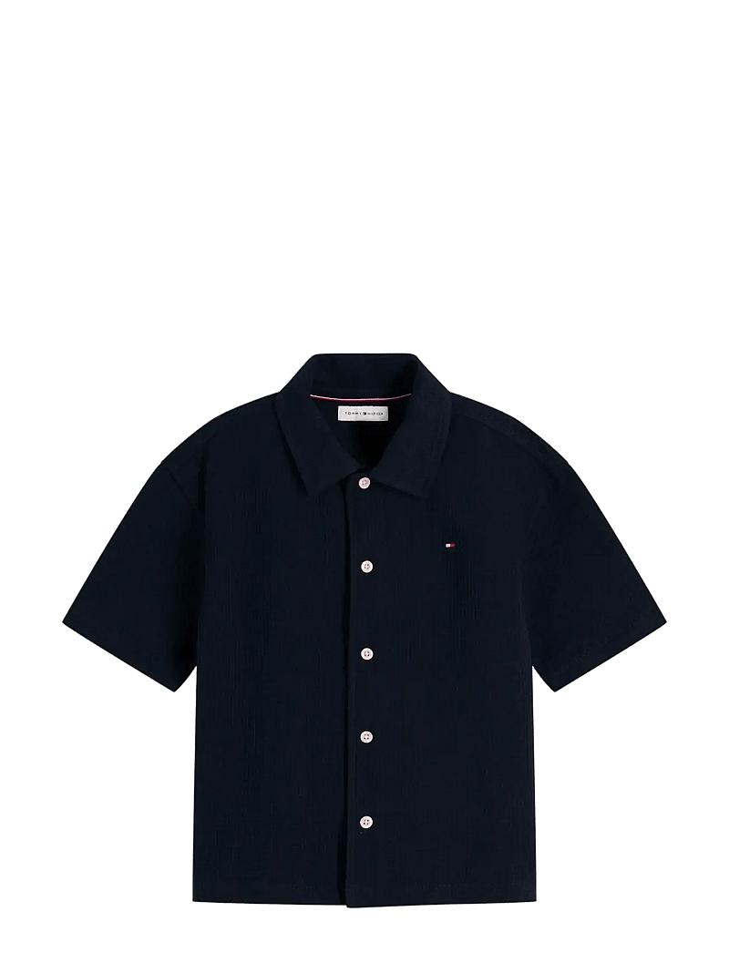 Tommy Hilfiger - JERSEY SEERSUCKER SHIRT SS - kortärmade skjortor - dark night navy - 1