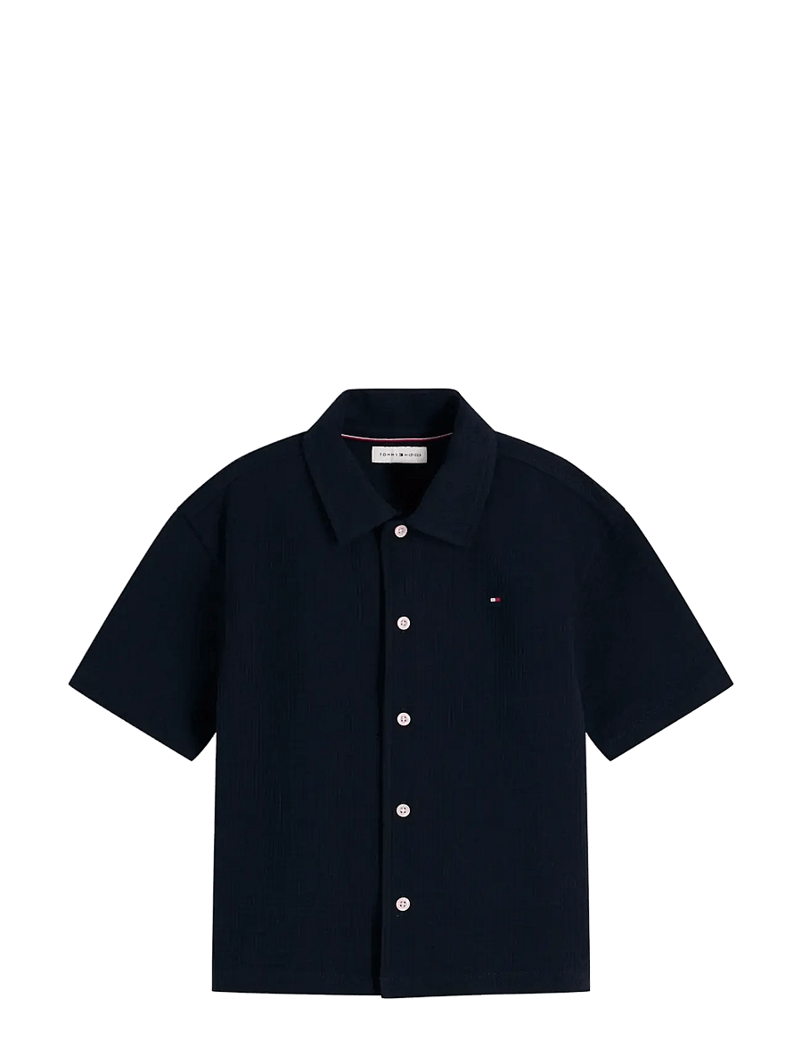Tommy Hilfiger - JERSEY SEERSUCKER SHIRT SS - kortärmade skjortor - dark night navy - 1