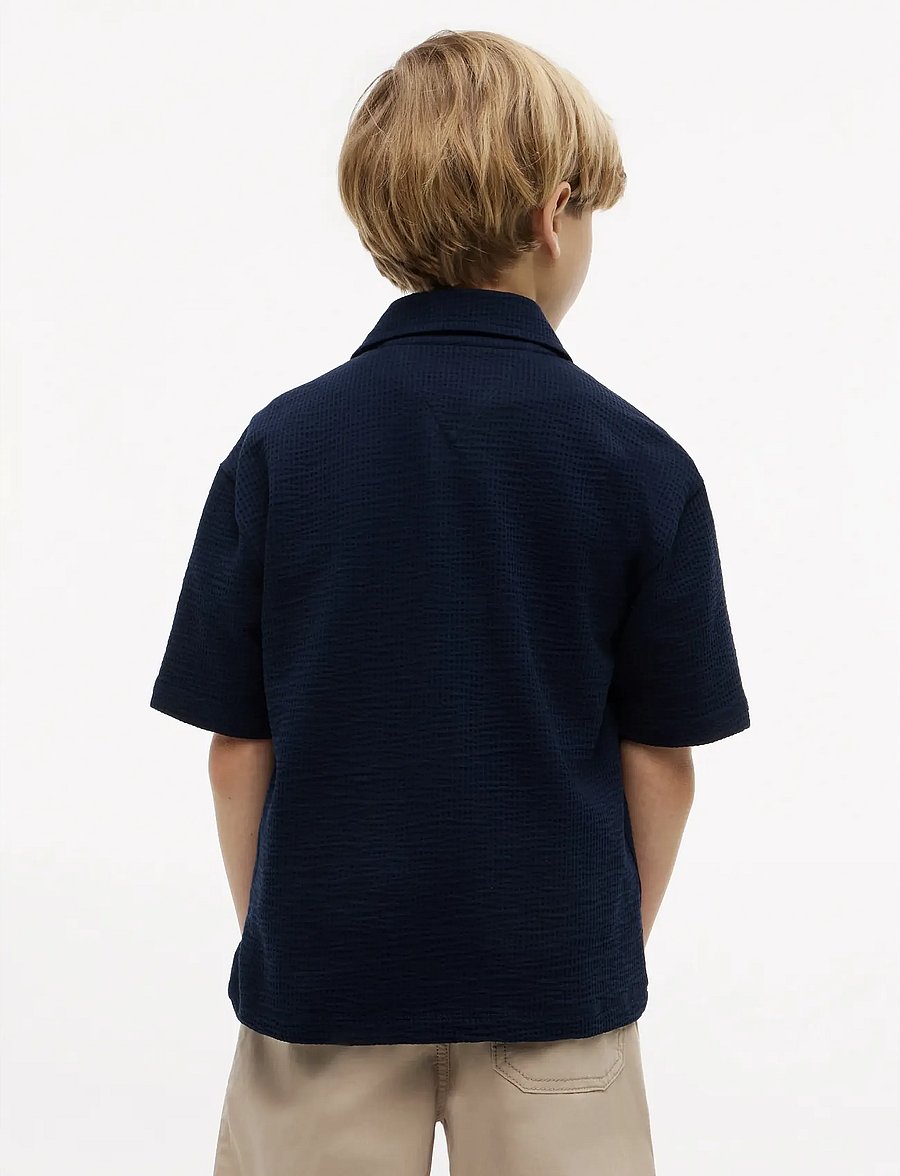 Tommy Hilfiger - JERSEY SEERSUCKER SHIRT SS - kortärmade skjortor - dark night navy - 2