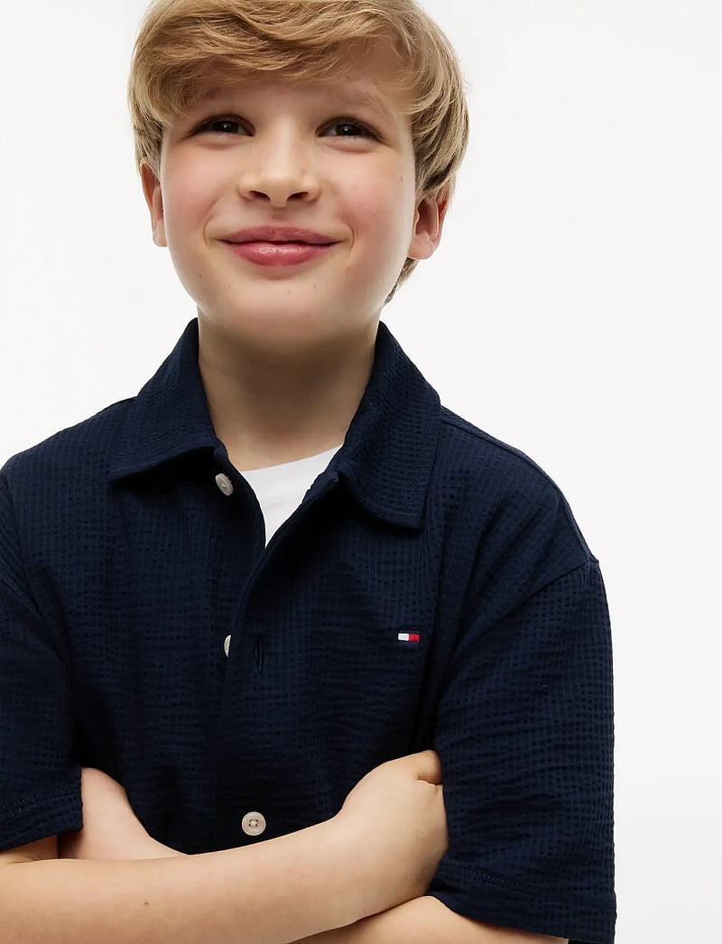 Tommy Hilfiger - JERSEY SEERSUCKER SHIRT SS - kortärmade skjortor - dark night navy - 3