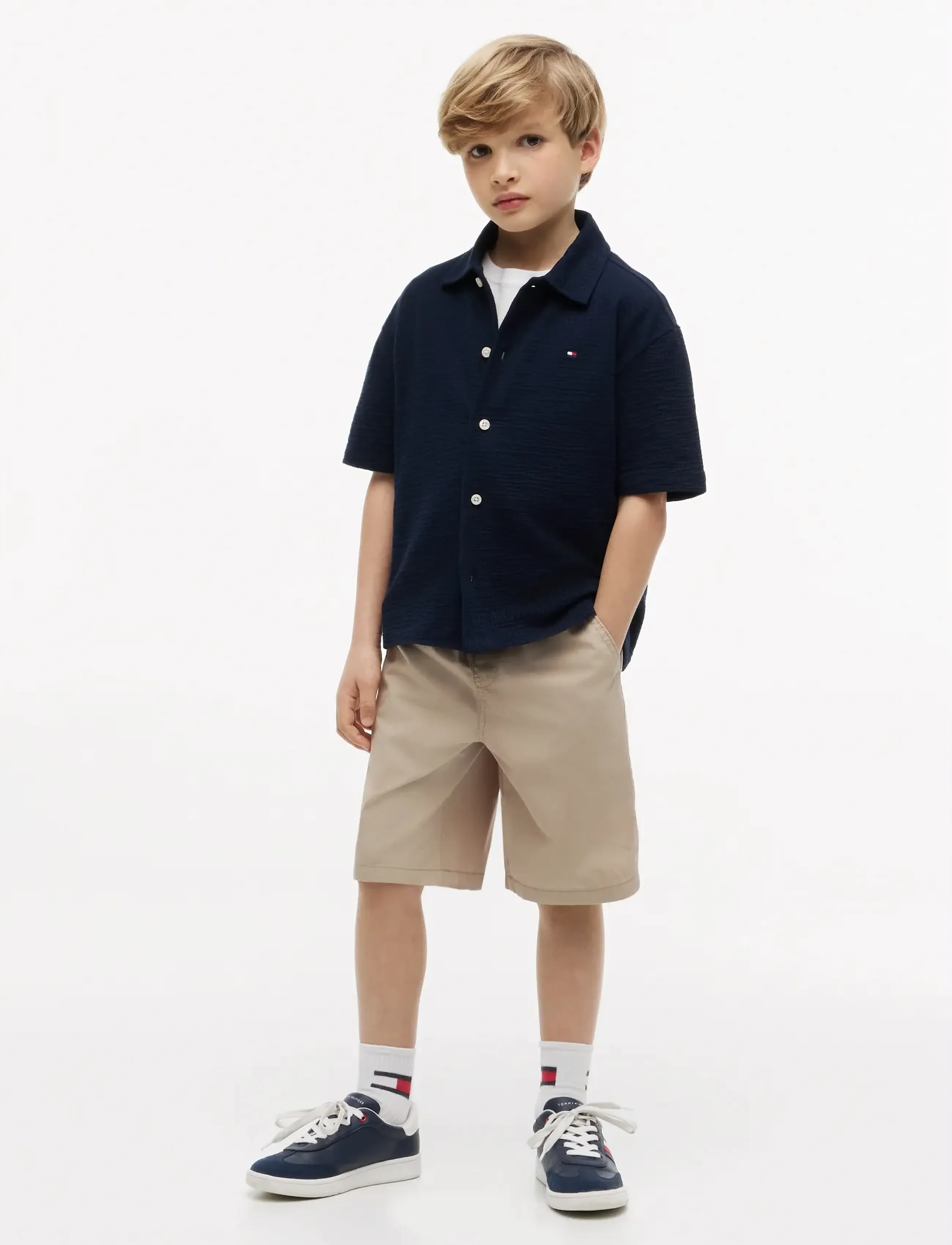Tommy Hilfiger - JERSEY SEERSUCKER SHIRT SS - kortärmade skjortor - dark night navy - 4