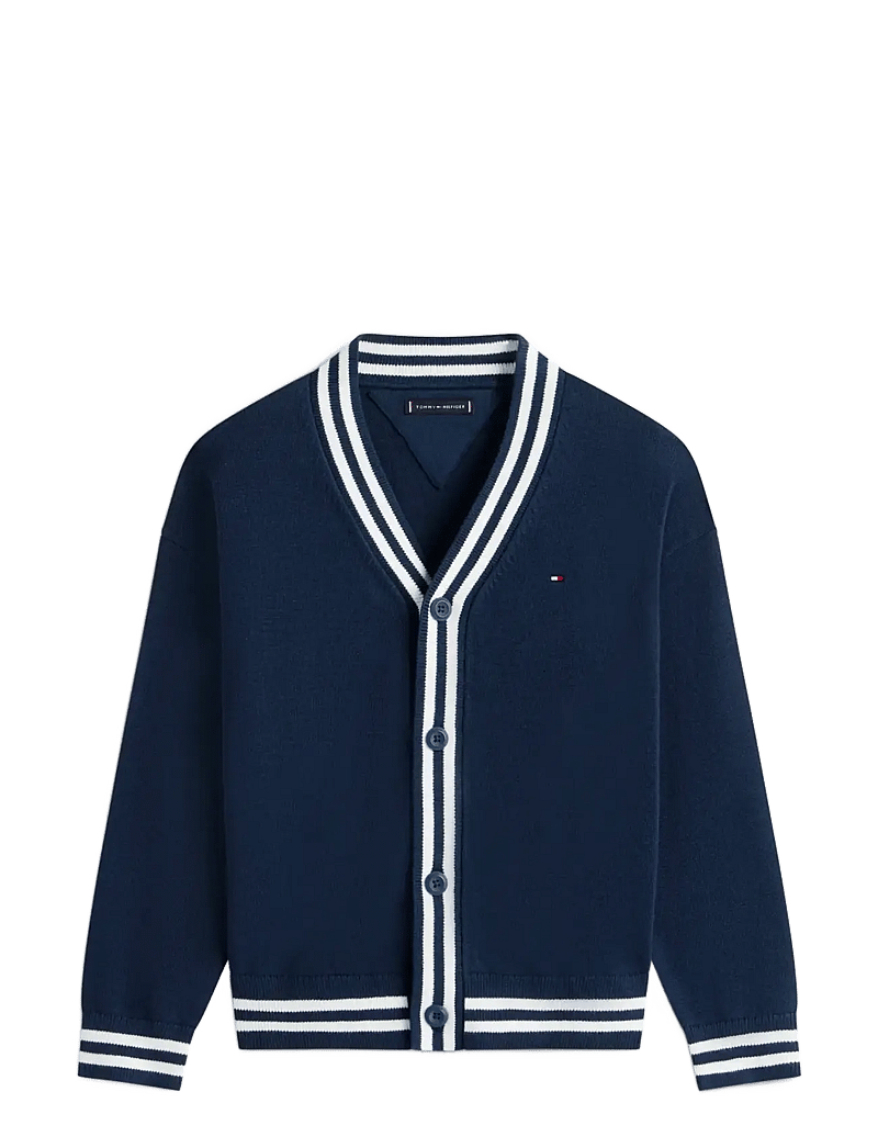 Tommy Hilfiger - VARSITY RIB V-NECK CARDIGAN - cardigans - dark night navy - 1