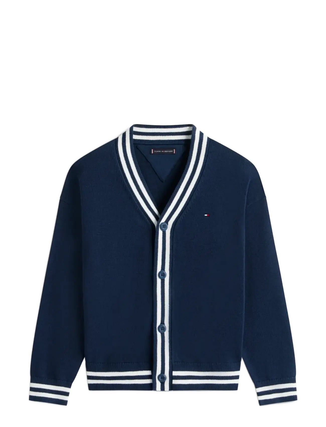Tommy Hilfiger VARSITY RIB V-NECK CARDIGAN - Cardigans - DARK NIGHT NAVY / navy