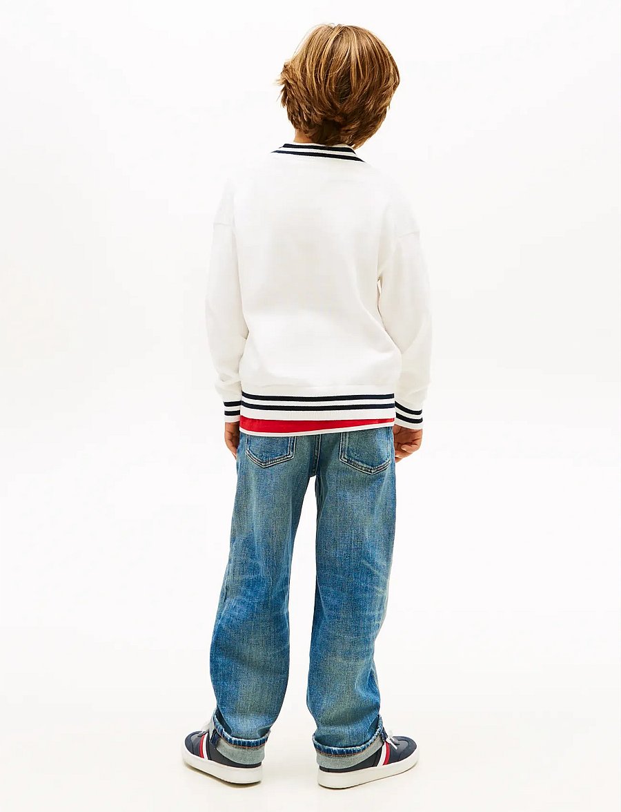 Tommy Hilfiger - VARSITY RIB V-NECK CARDIGAN - cardigans - ivory silk - 2