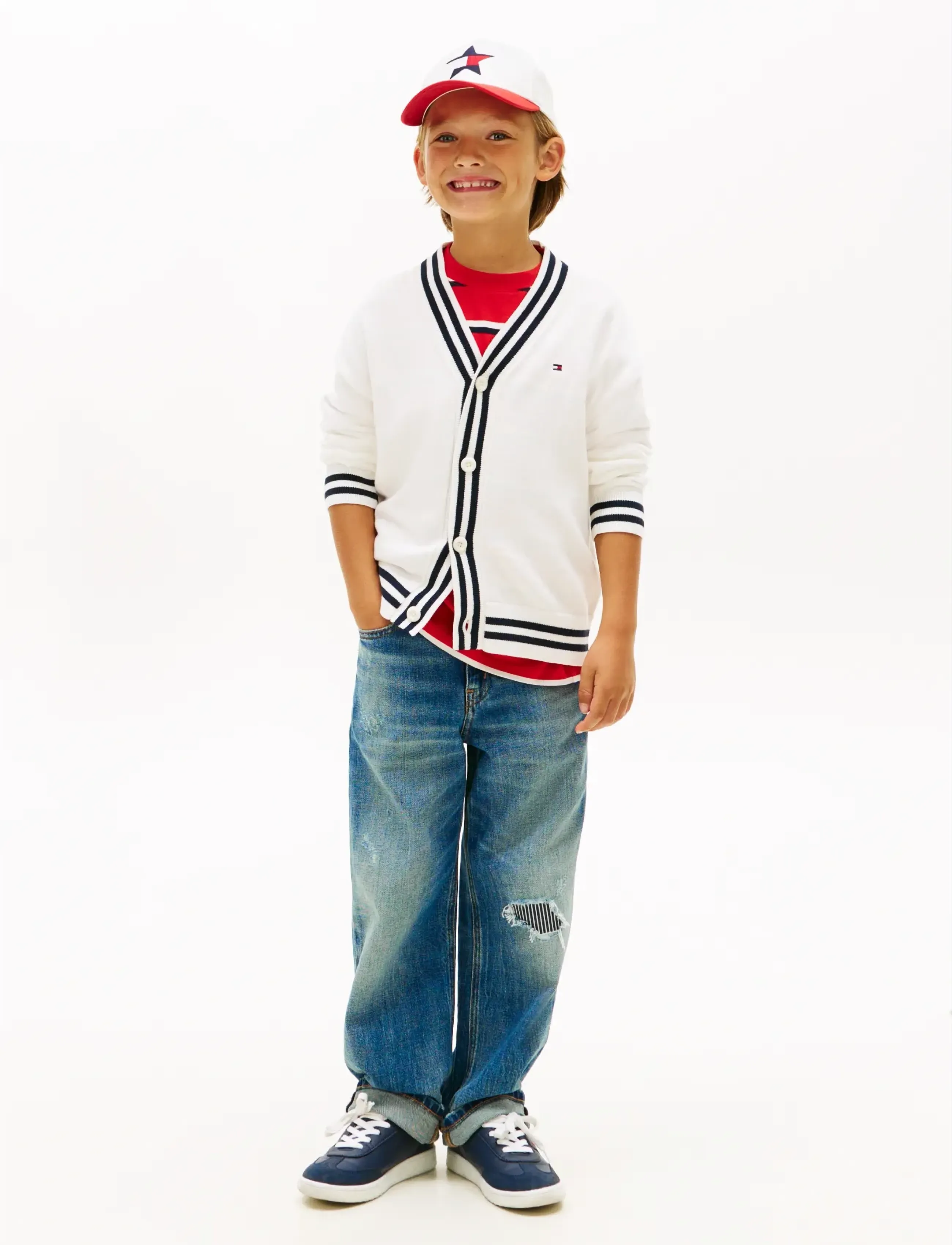 Tommy Hilfiger - VARSITY RIB V-NECK CARDIGAN - cardigans - ivory silk - 3