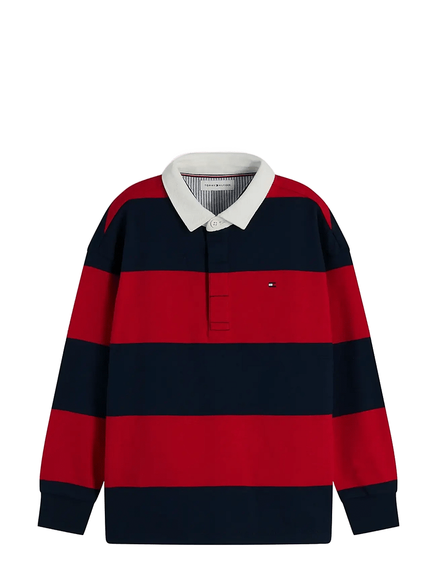 Tommy Hilfiger - SLUB RUGBY STRIPE POLO LS - langerma pólóbolir - primary red stripe - 1
