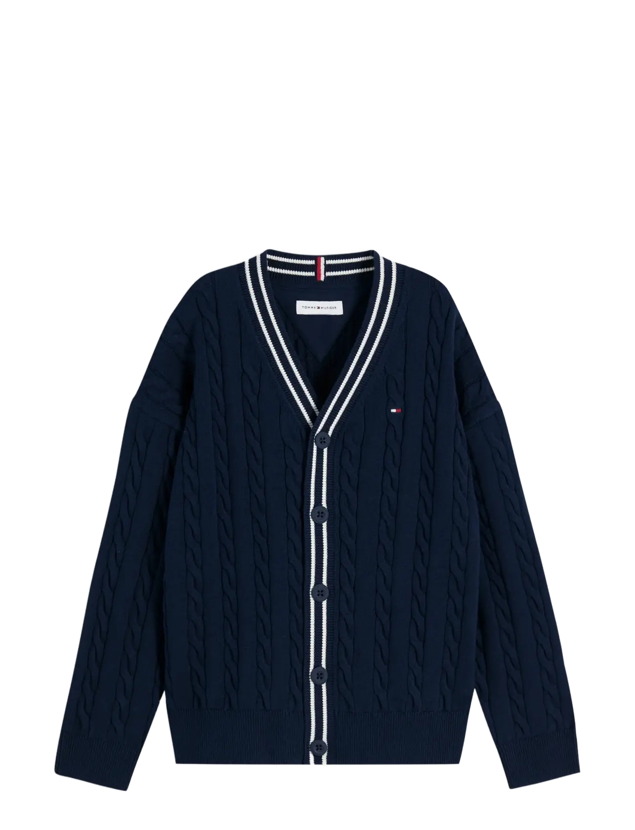 Tommy Hilfiger COTTON POLO TIPPING CARDIGAN - Stickat - DARK NIGHT NAVY / navy