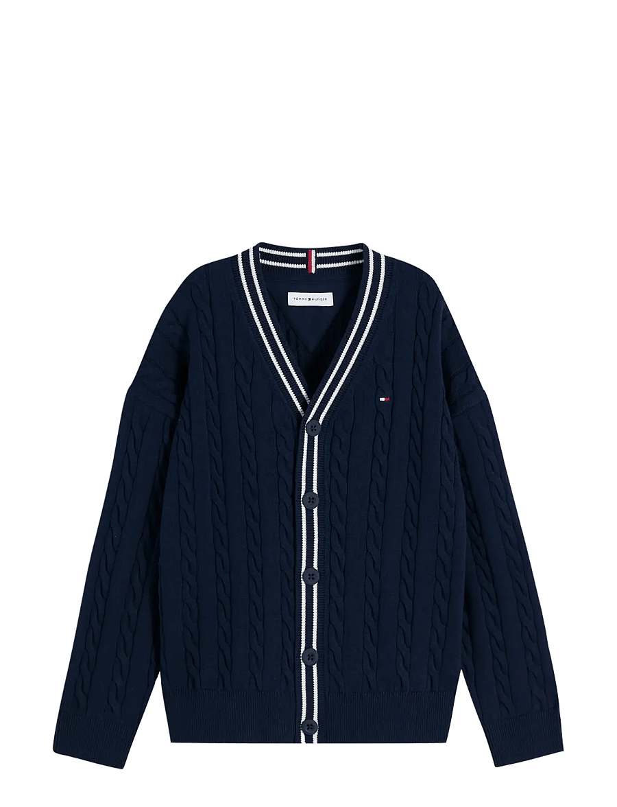 Tommy Hilfiger - COTTON POLO TIPPING CARDIGAN - cardigans - dark night navy - 1