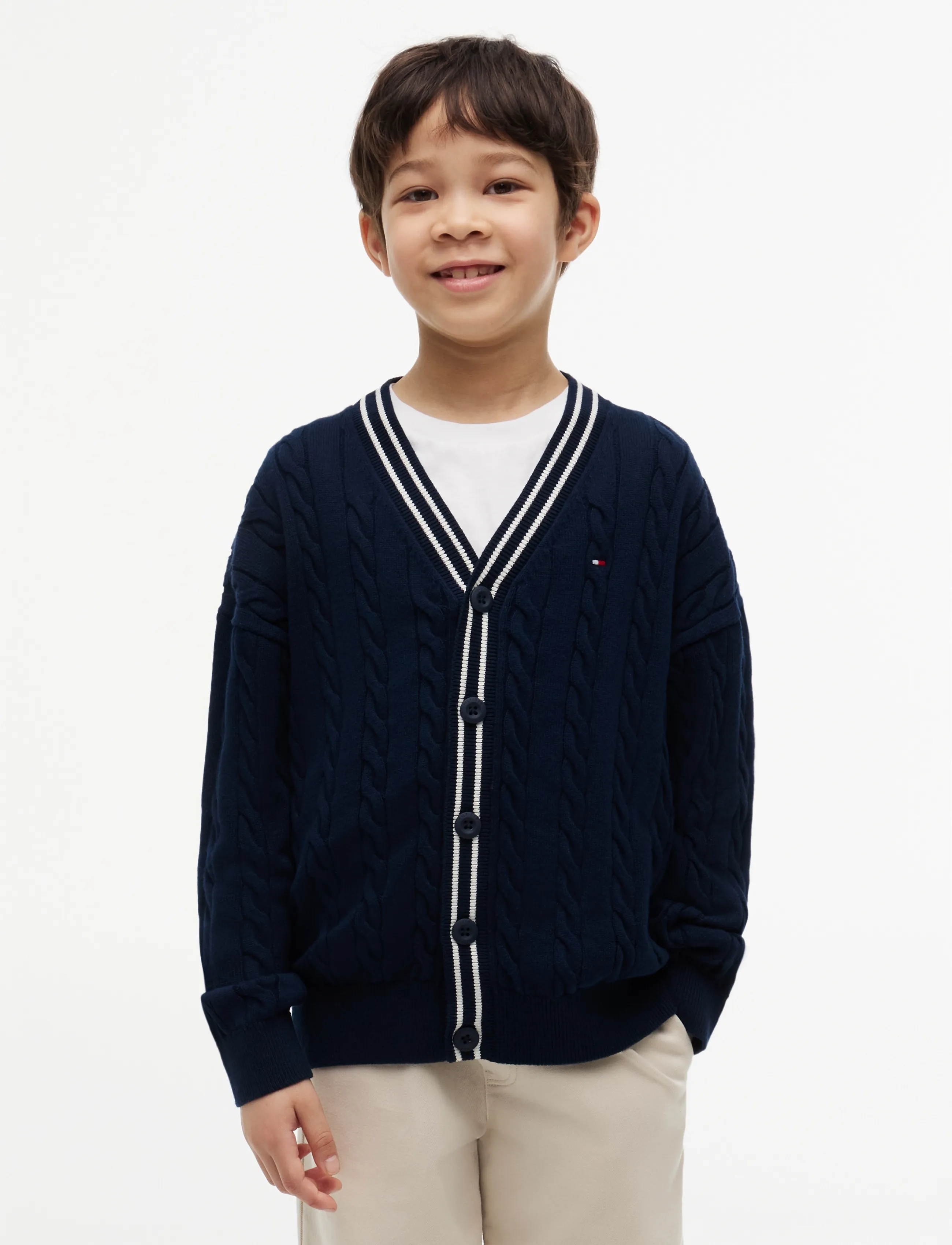 Tommy Hilfiger COTTON POLO TIPPING CARDIGAN - Kleidung - DARK NIGHT NAVY / navy