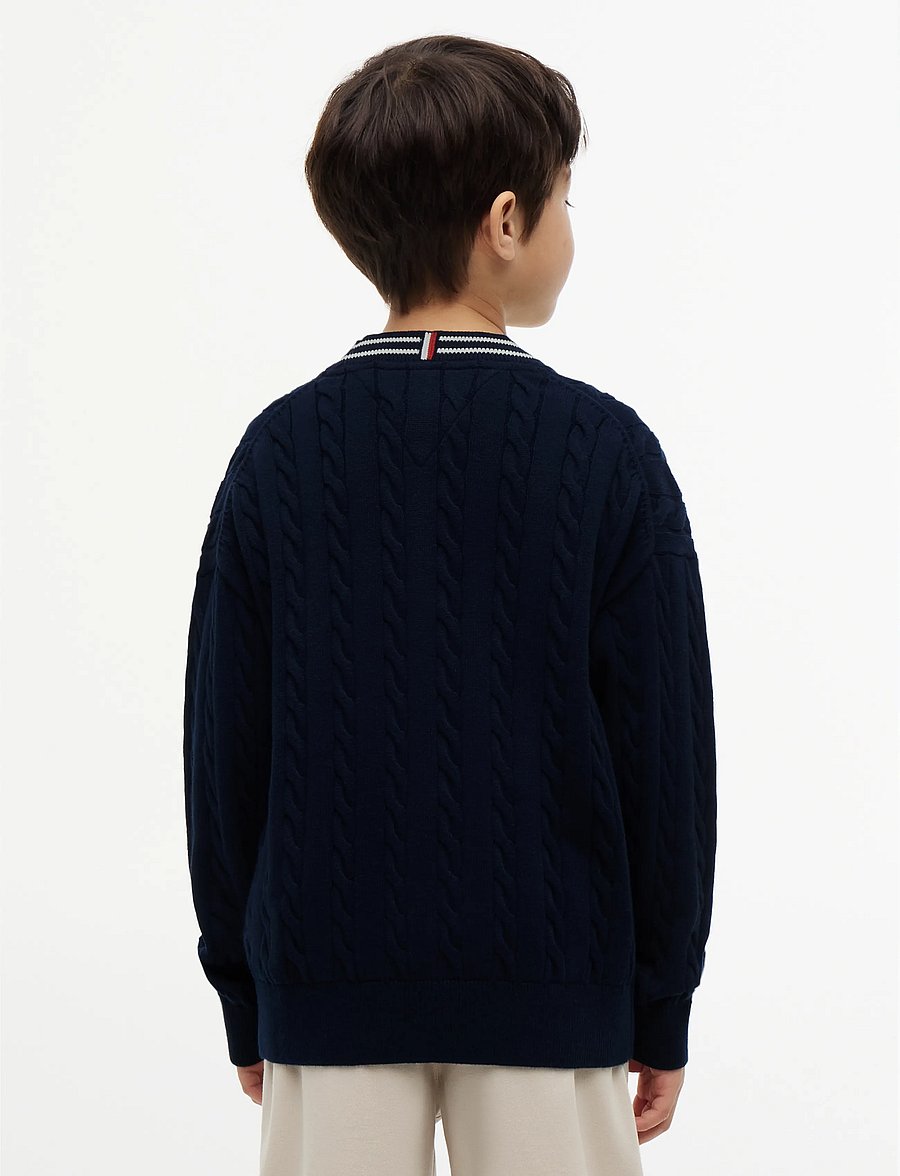 Tommy Hilfiger - COTTON POLO TIPPING CARDIGAN - cardigans - dark night navy - 2