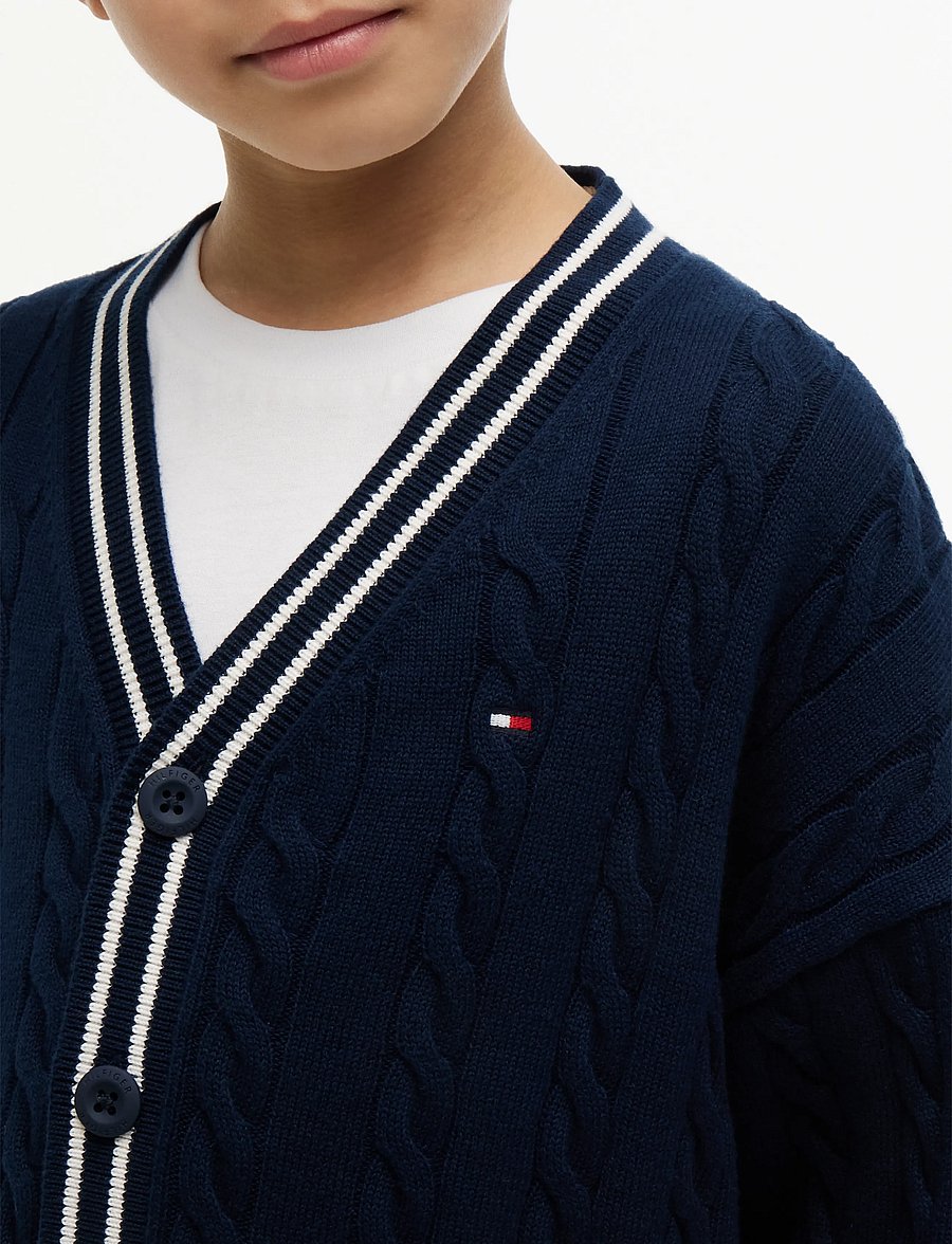 Tommy Hilfiger - COTTON POLO TIPPING CARDIGAN - cardigans - dark night navy - 3