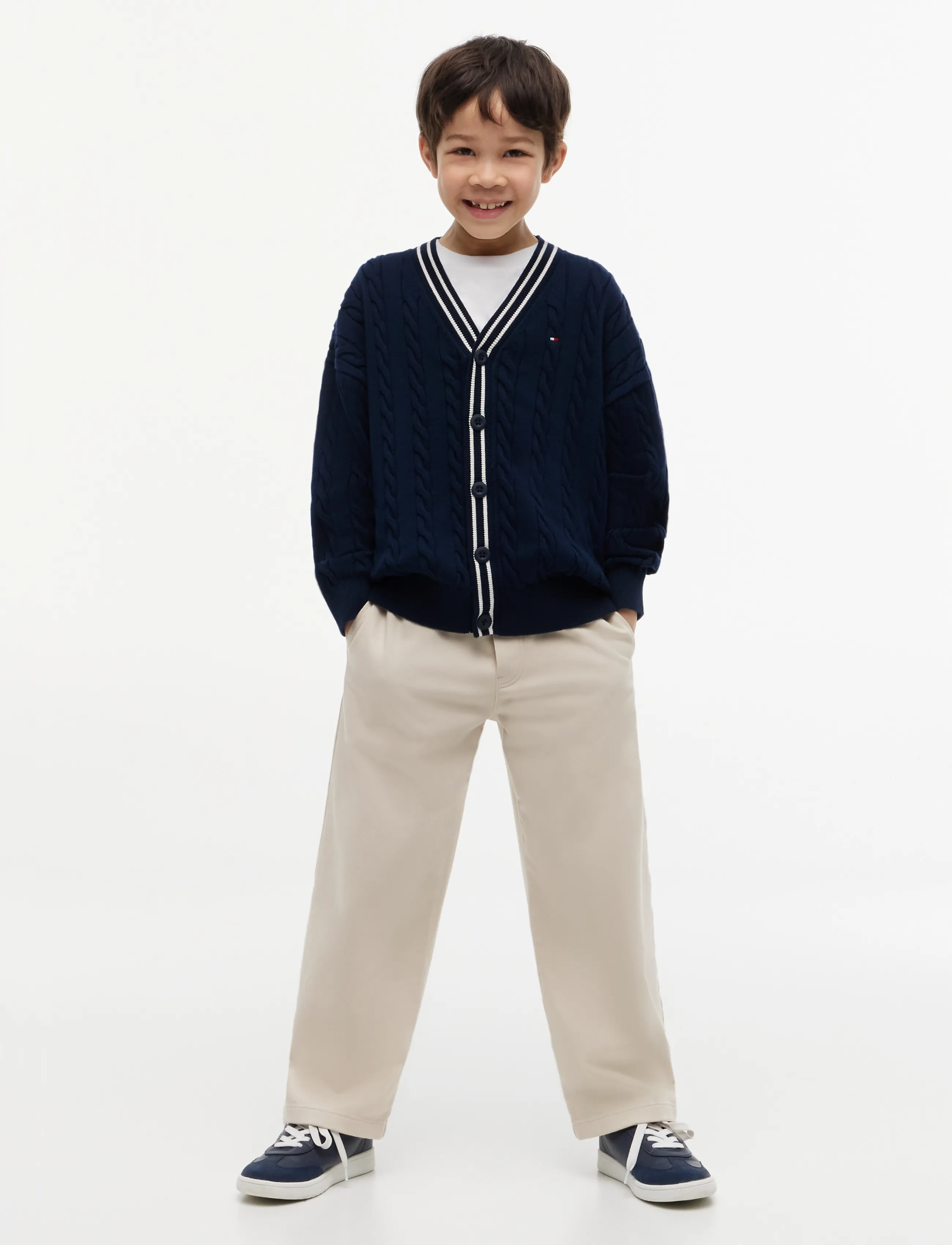 Tommy Hilfiger - COTTON POLO TIPPING CARDIGAN - cardigans - dark night navy - 4