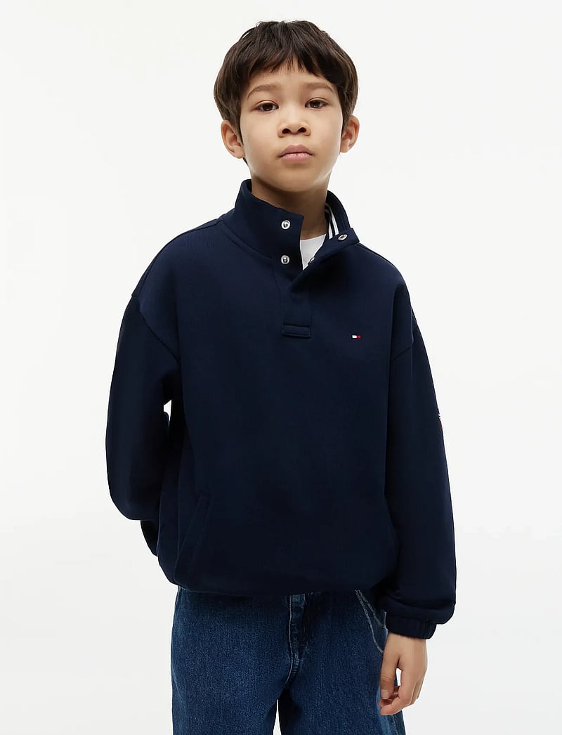 Tommy Hilfiger - BUTTON HIGH NECK SWEATSHIRT - sweatshirts - dark night navy - 0