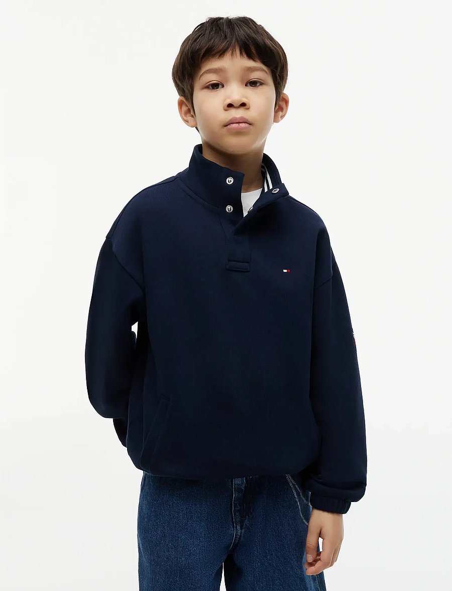 Tommy Hilfiger - BUTTON HIGH NECK SWEATSHIRT - sweatshirts - dark night navy - 0