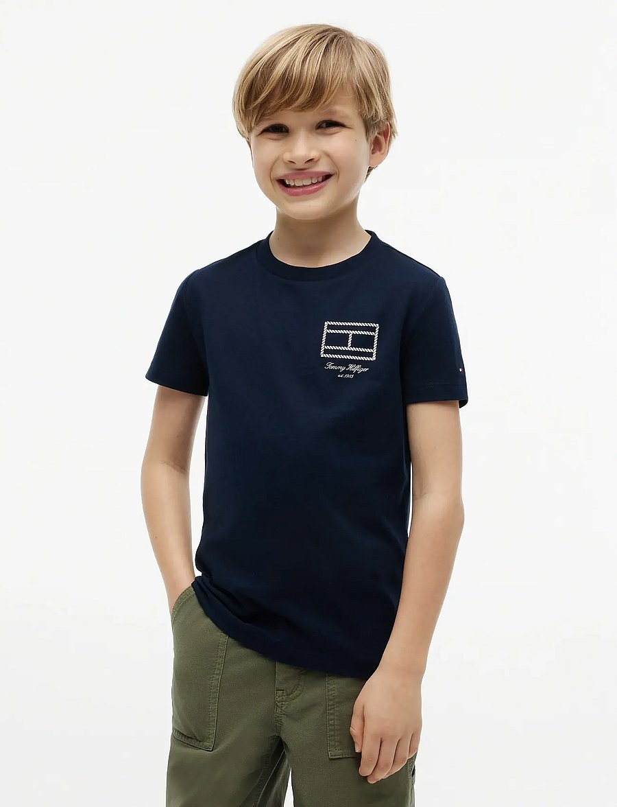 Tommy Hilfiger - OUTLINE FLAG GRAPHIC T-SHIRT SS - kurzärmelige - dark night navy - 0