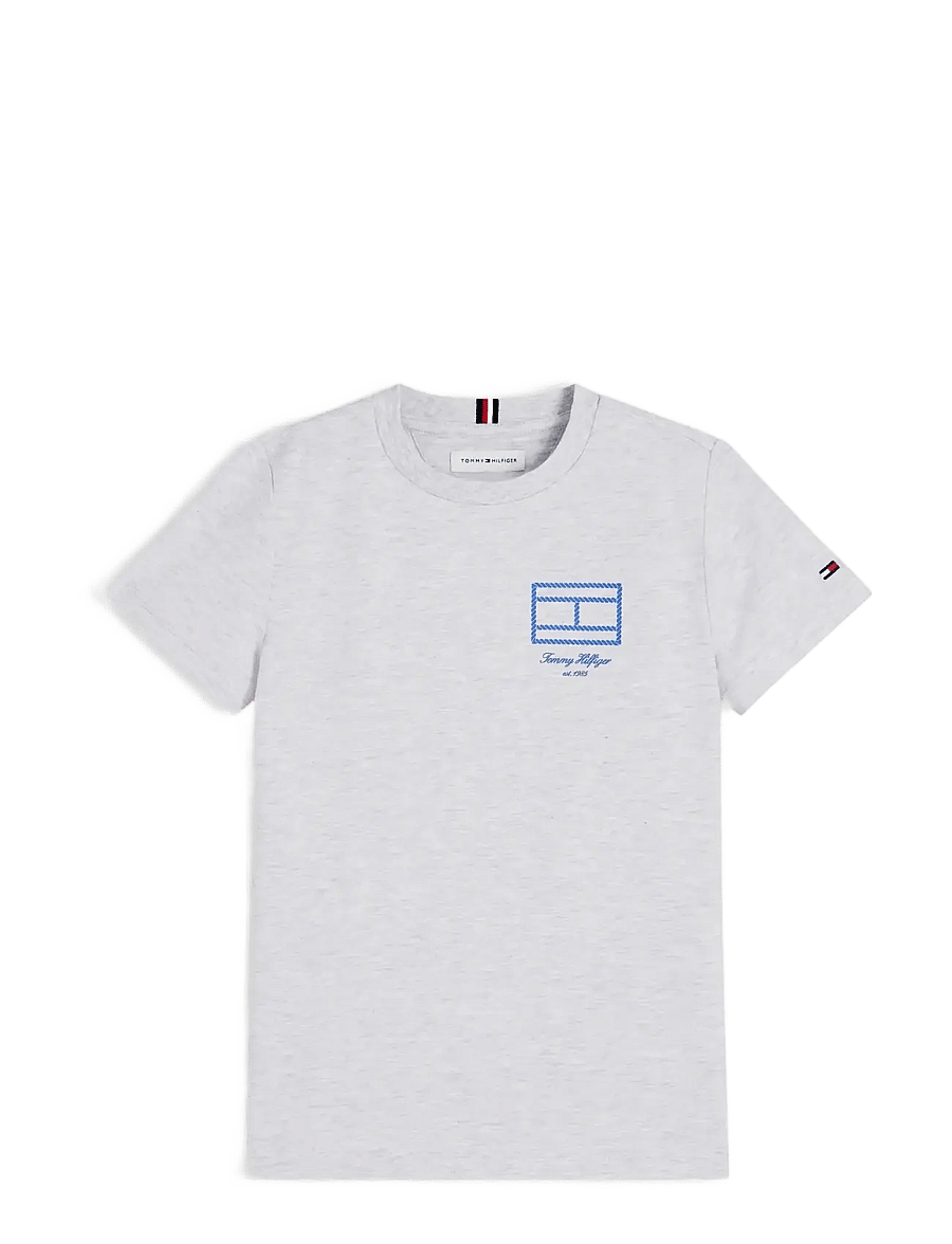 Tommy Hilfiger - OUTLINE FLAG GRAPHIC T-SHIRT SS - kurzärmelige - light grey heather - 1