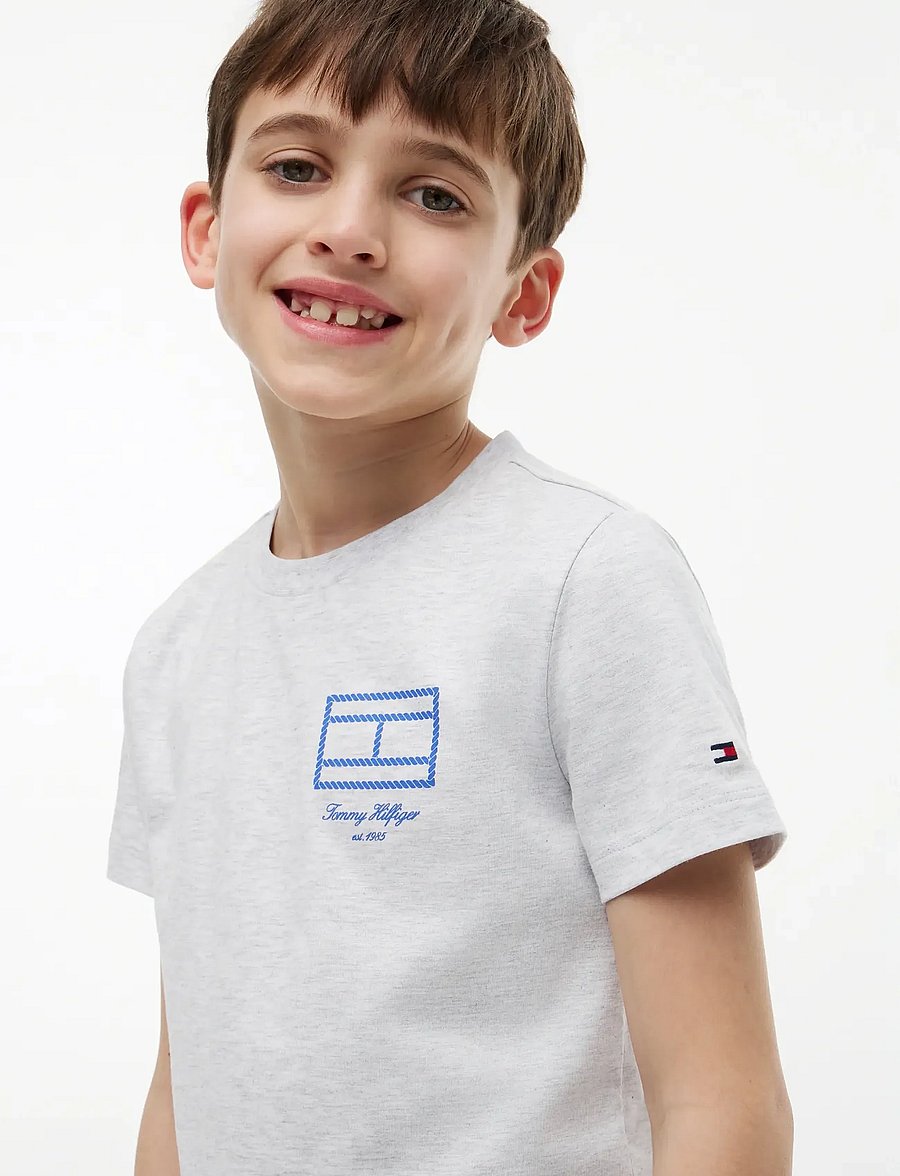 Tommy Hilfiger - OUTLINE FLAG GRAPHIC T-SHIRT SS - kurzärmelige - light grey heather - 3