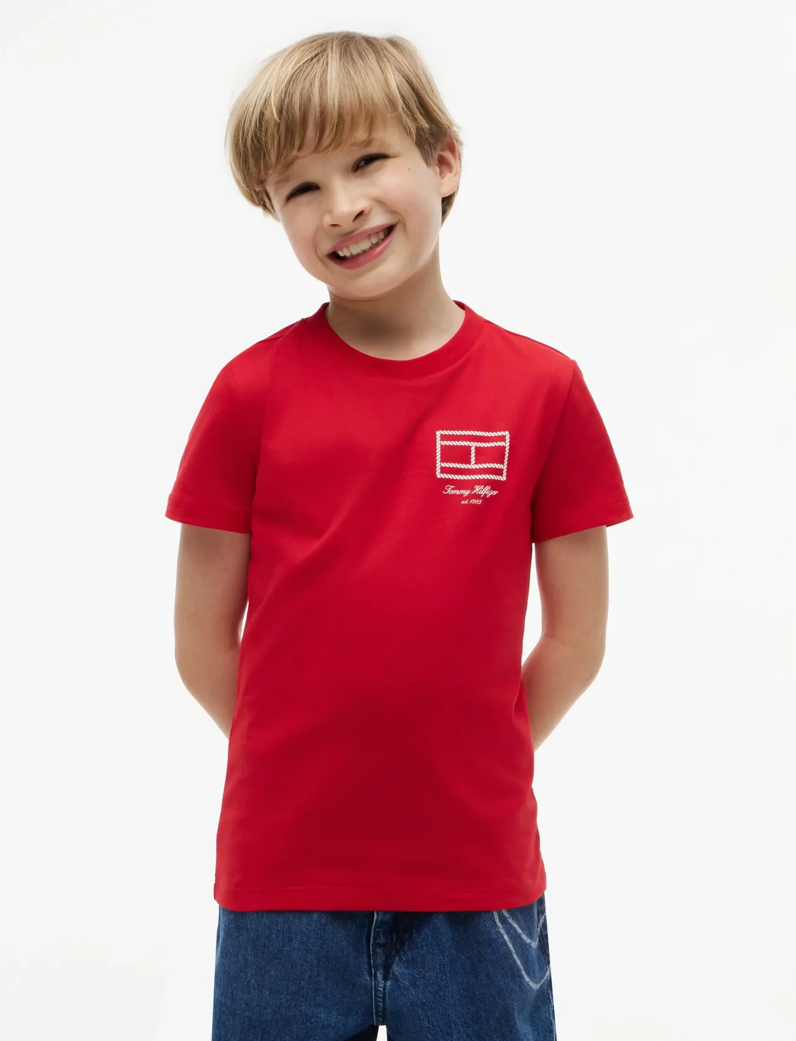 Tommy Hilfiger OUTLINE FLAG GRAPHIC T-SHIRT SS - Tøj - PRIMARY RED / red