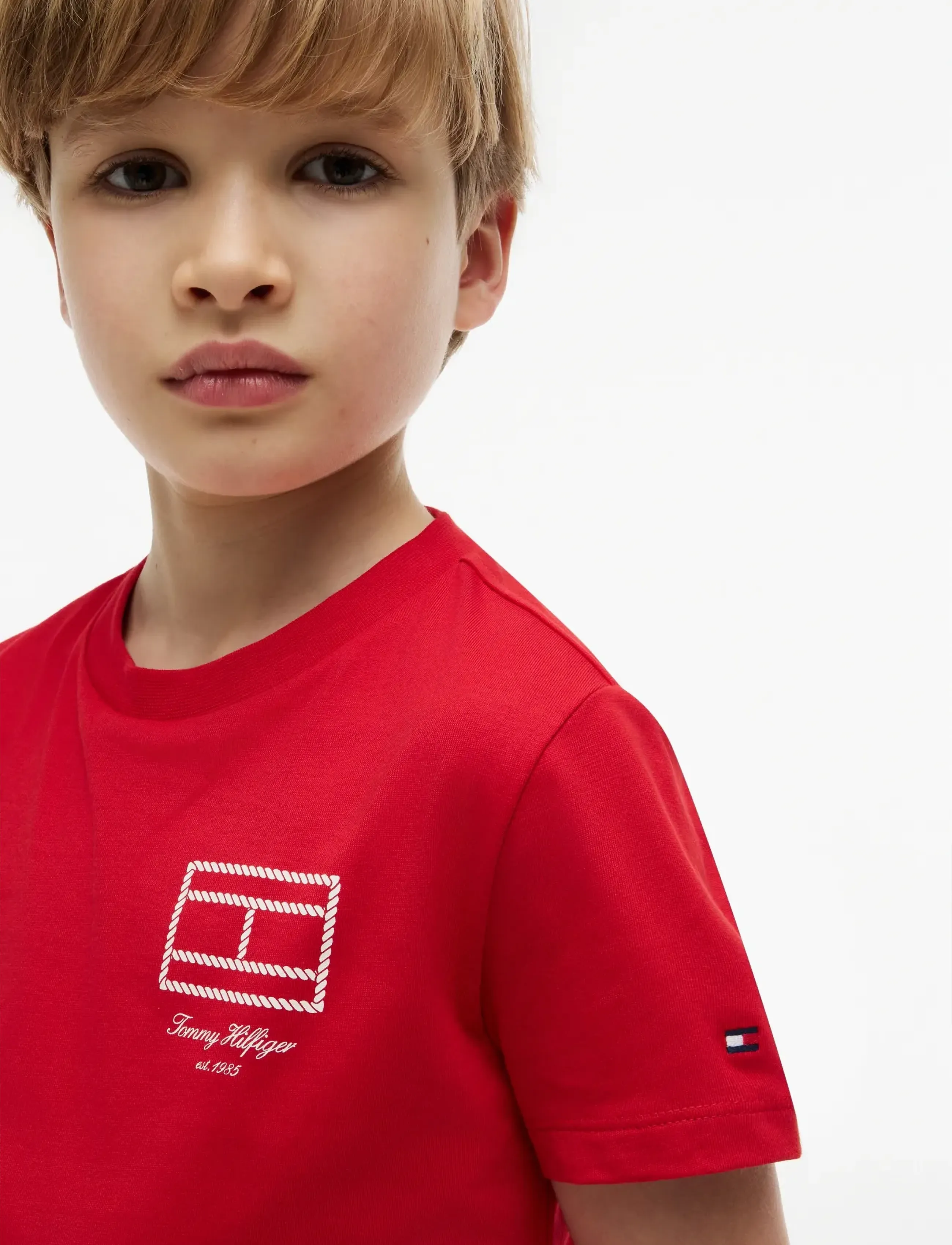 Tommy Hilfiger - OUTLINE FLAG GRAPHIC T-SHIRT SS - kortærmede t-shirts - primary red - 4