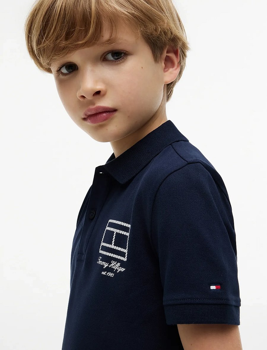 Tommy Hilfiger - FLAG OUTLINE POLO SS - kortærmede poloer - dark night navy - 3