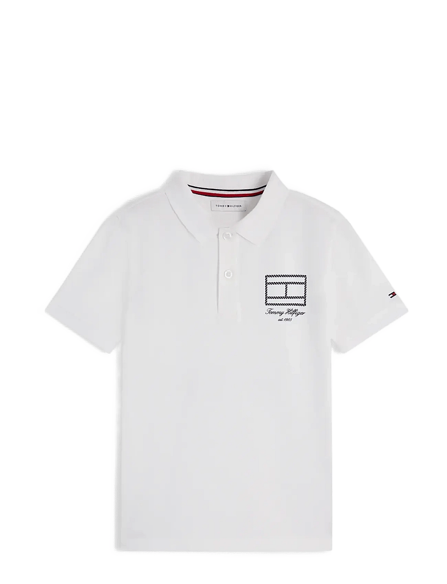 Tommy Hilfiger - FLAG OUTLINE POLO SS - kortærmede poloer - white - 1