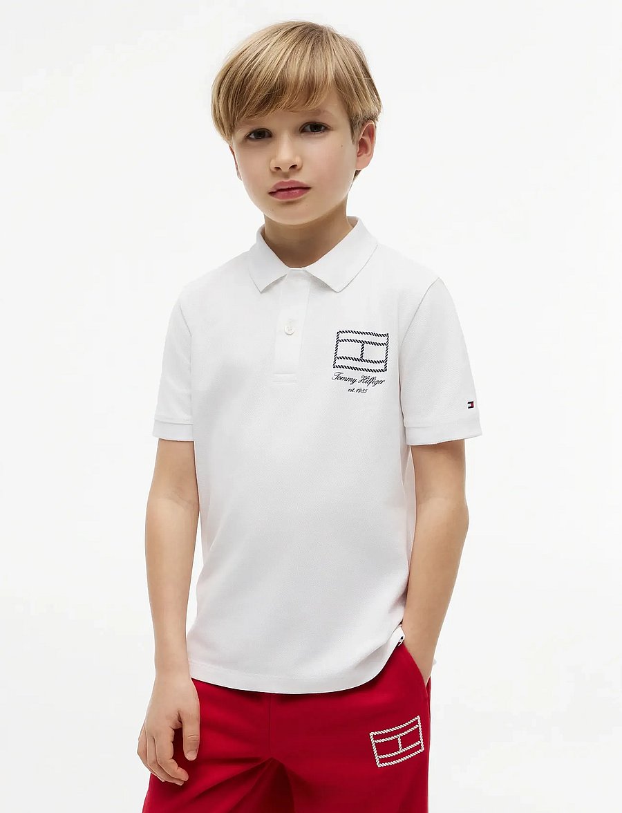 Tommy Hilfiger - FLAG OUTLINE POLO SS - kortærmede poloer - white - 0