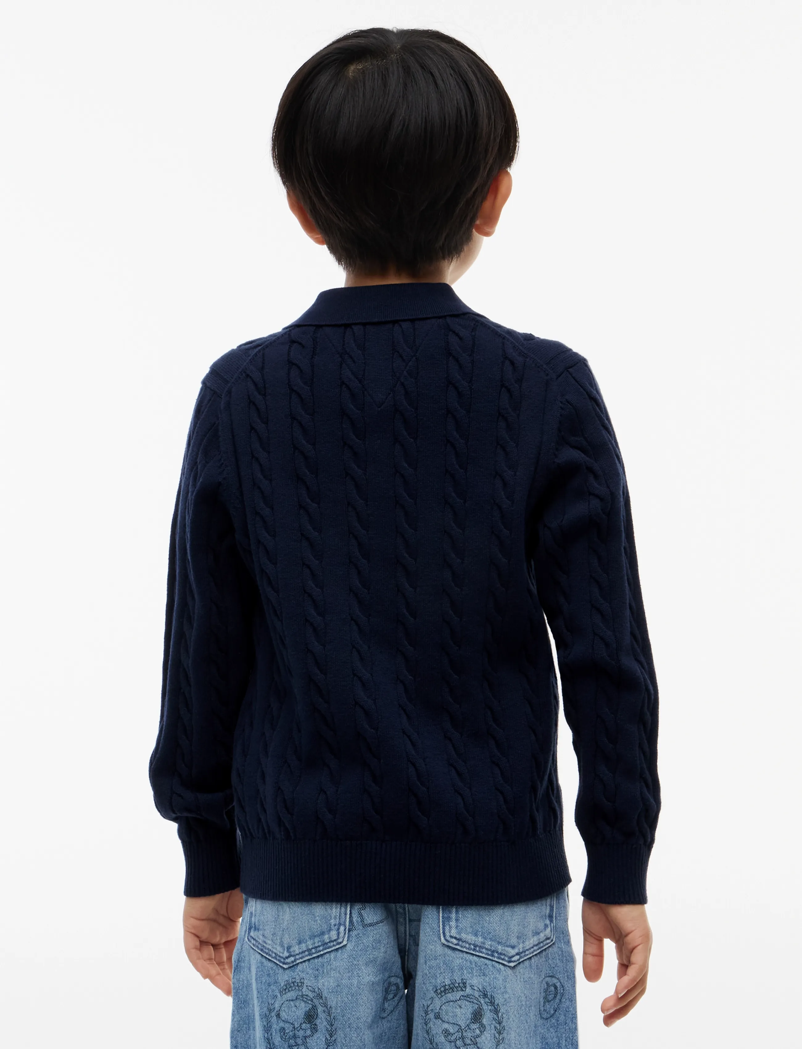 Tommy Hilfiger - COTTON CABLE POLO SWEATER - pikkade varrukatega polod - dark blue - 2