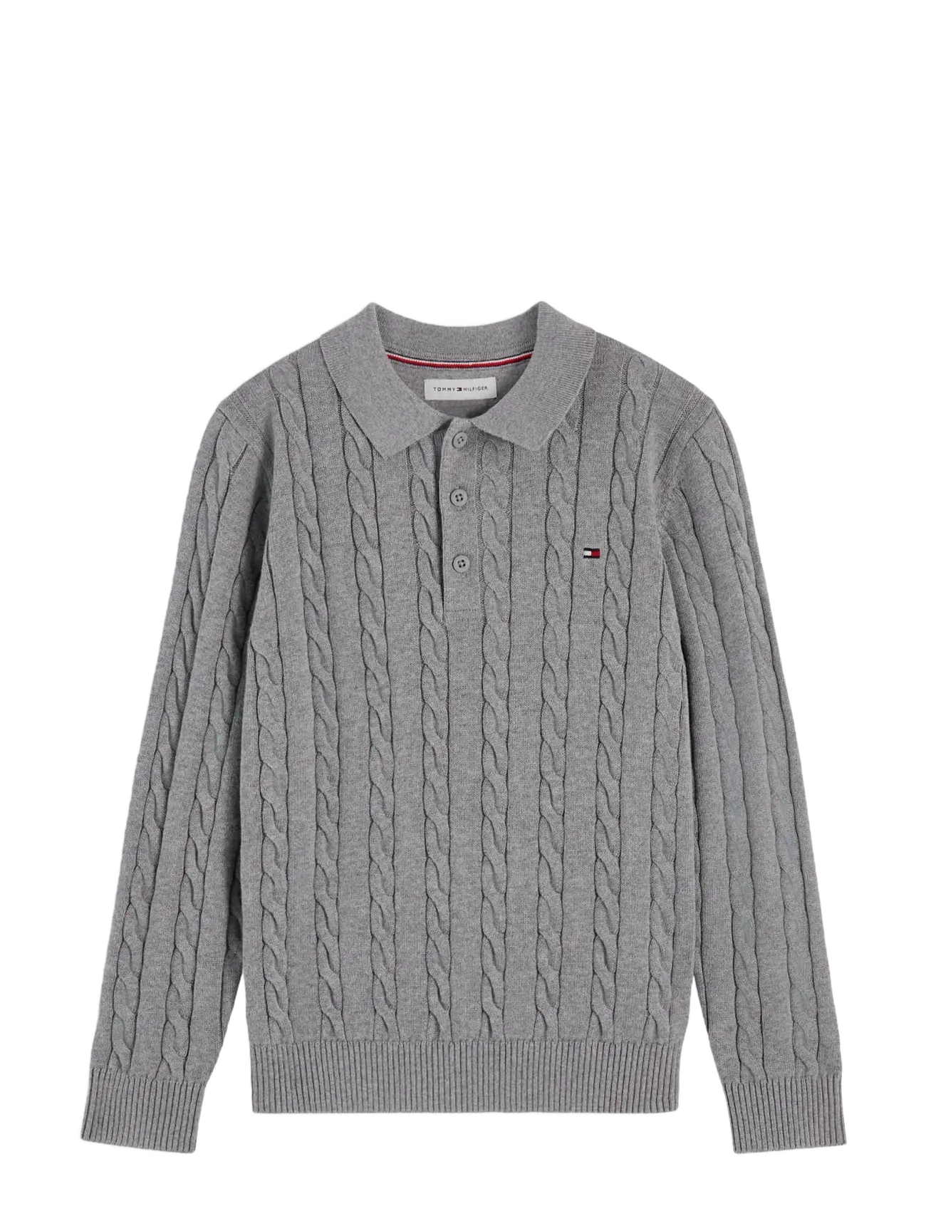 Tommy Hilfiger - COTTON CABLE POLO SWEATER - medium grey heather - 1