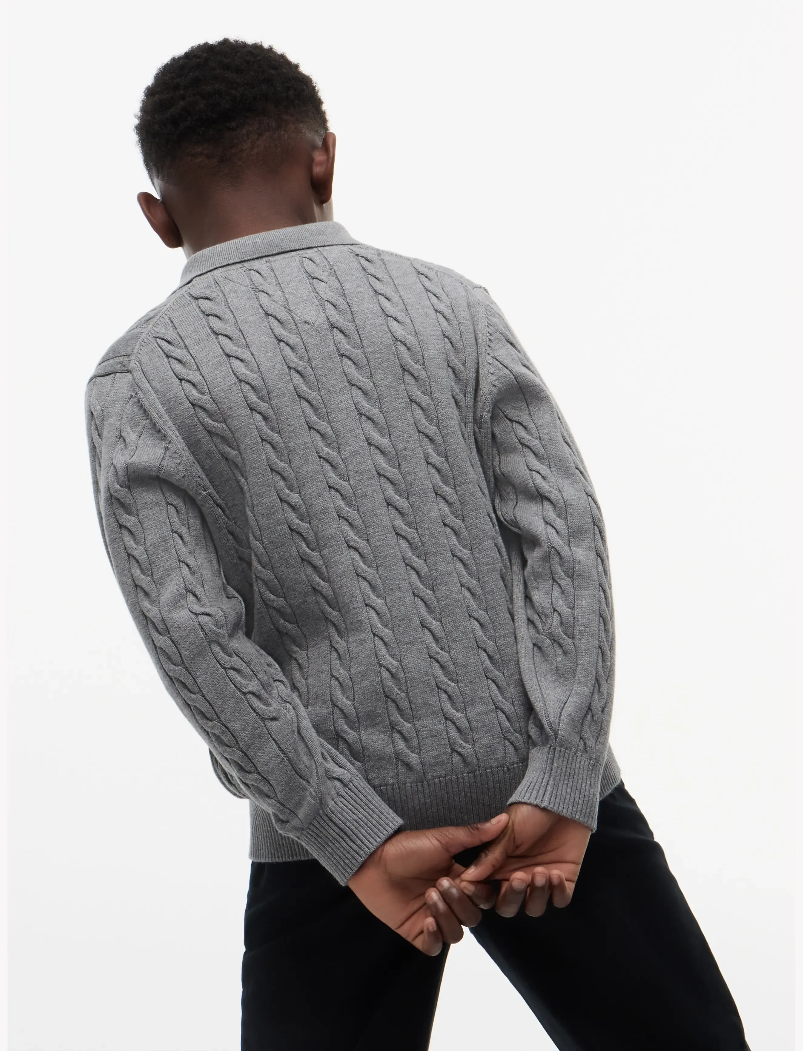Tommy Hilfiger - COTTON CABLE POLO SWEATER - medium grey heather - 2