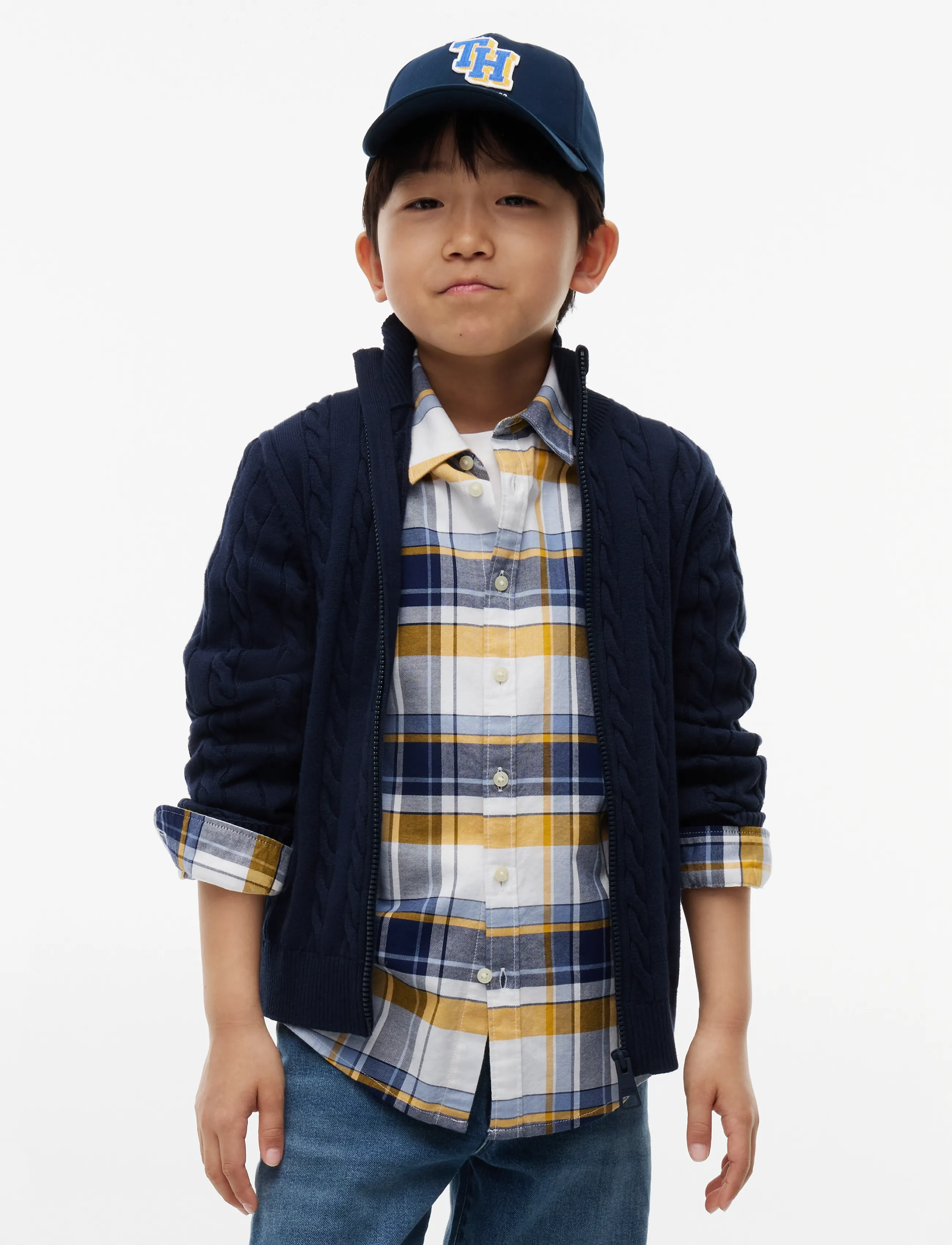 Tommy Hilfiger COTTON CABLE FULL ZIP - Tommy Hilfiger - DARK BLUE / navy